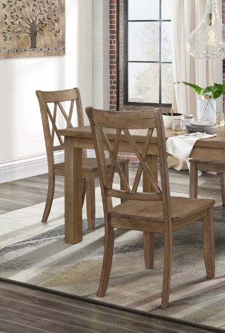 (Set of 2) Brown Cheryll Solid Wood Cross Back Side Chairs CG1816