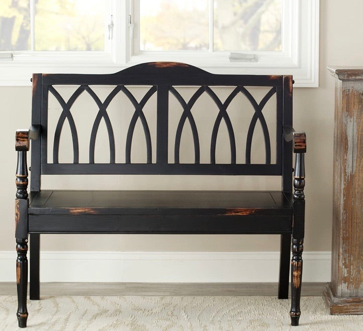 Benjamin Distressed Black Bench CG812