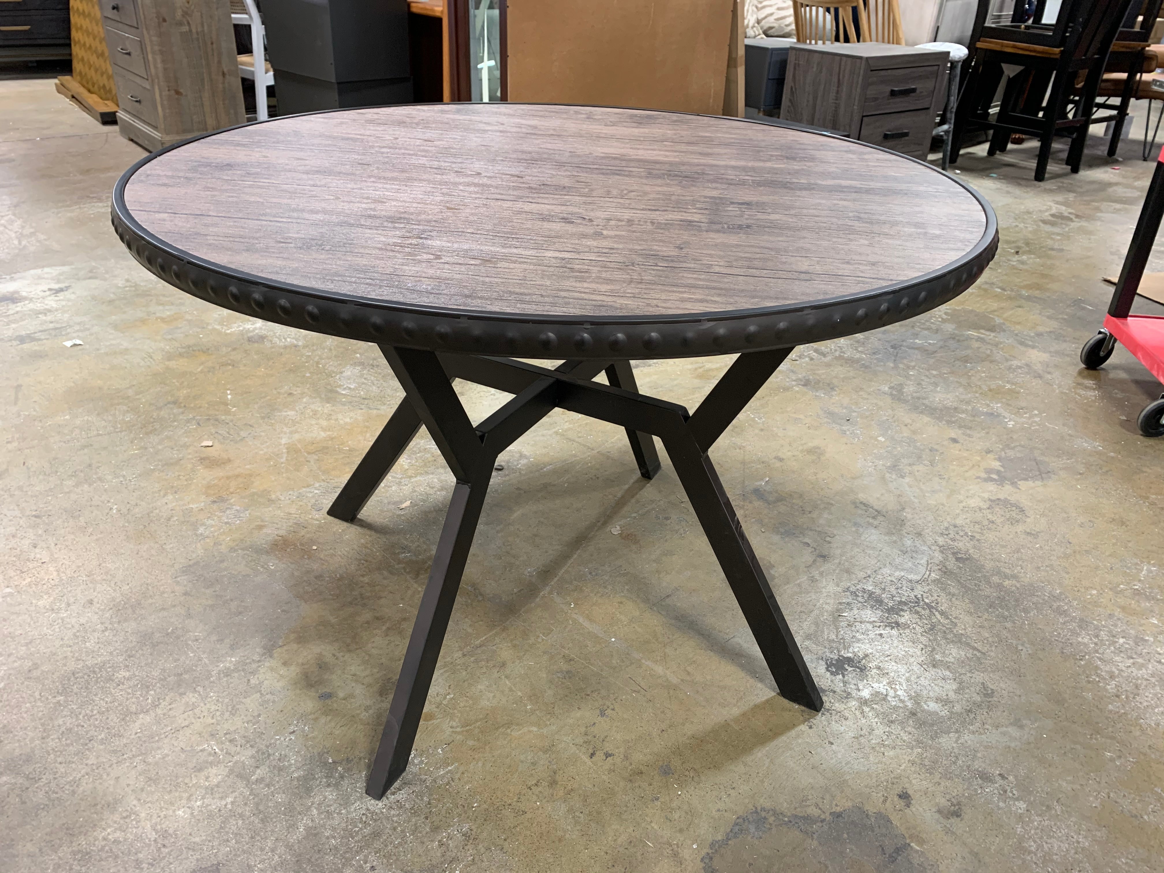 44.5" Distressed Wood/Metal Dining Table