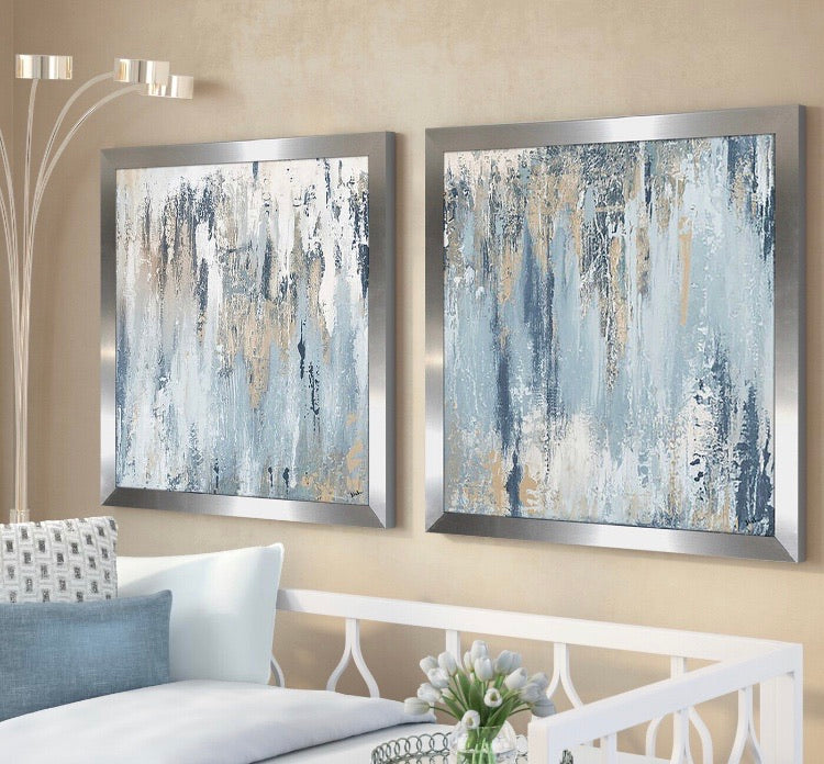 19.5"X19.5" Blue Illusion Square 2 Piece Painting Set CG423