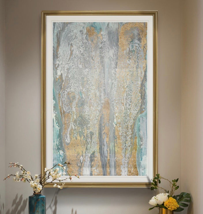 'Fjord I' - Painting Print on Canvas in Gold Frame CG603