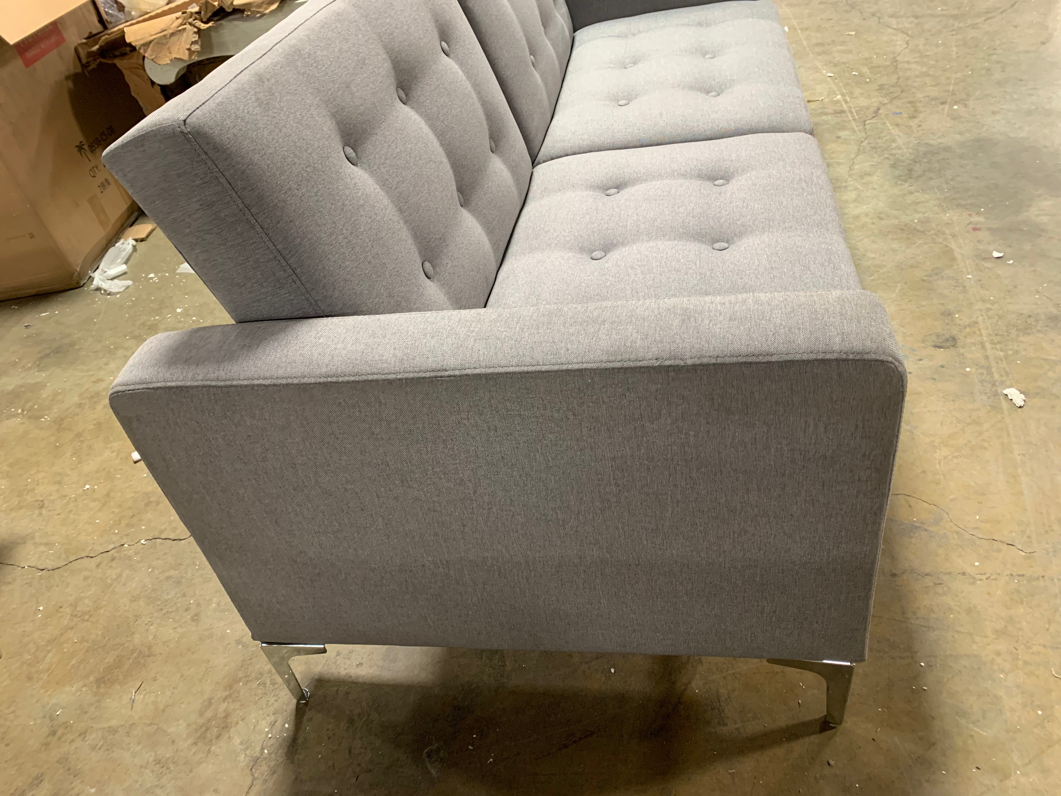75" Gray Tufted Convertible Sofa