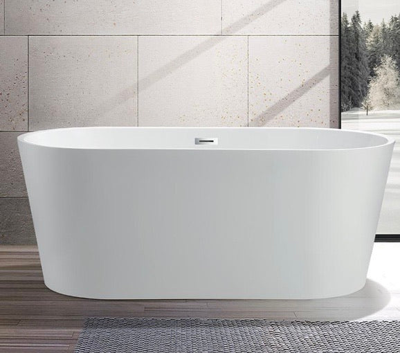 Bordeaux 59 in. Acrylic Flatbottom Freestanding Bathtub in White CG1837