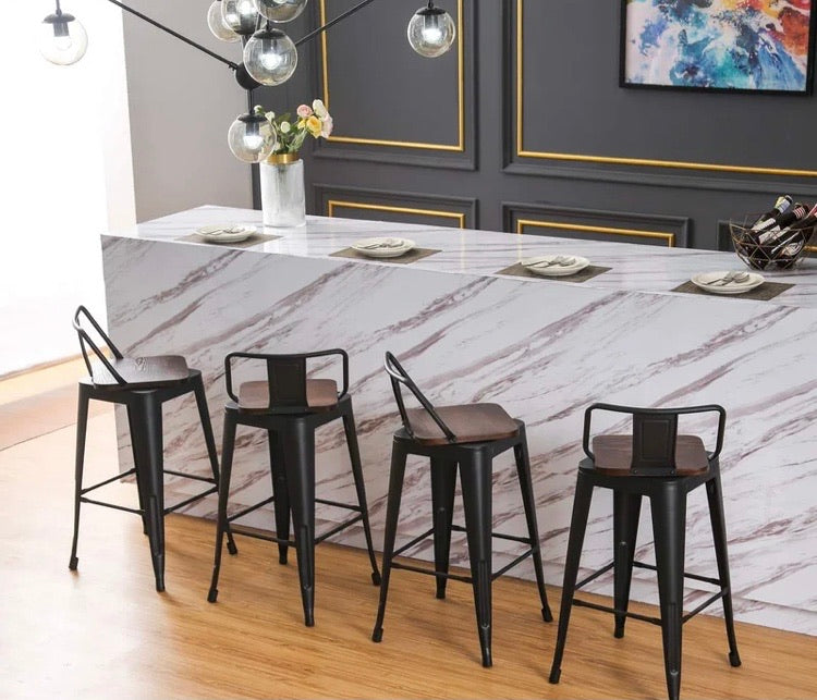 (Set of 4) 26" Black Tauber Swivel Solid Wood Counter Stools CG1744