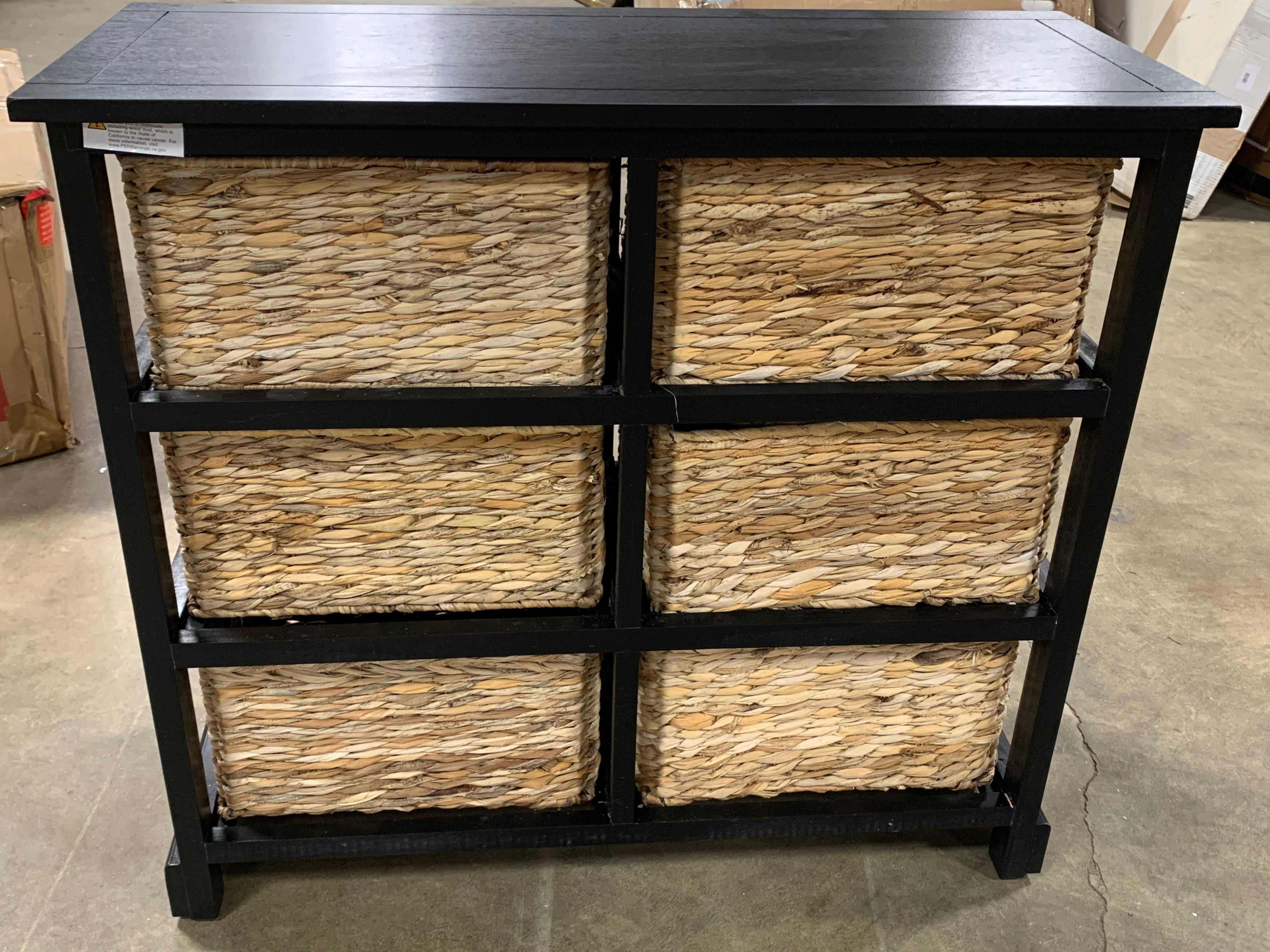 Keenan 6-Wicker-Basket Storage Chest in Black