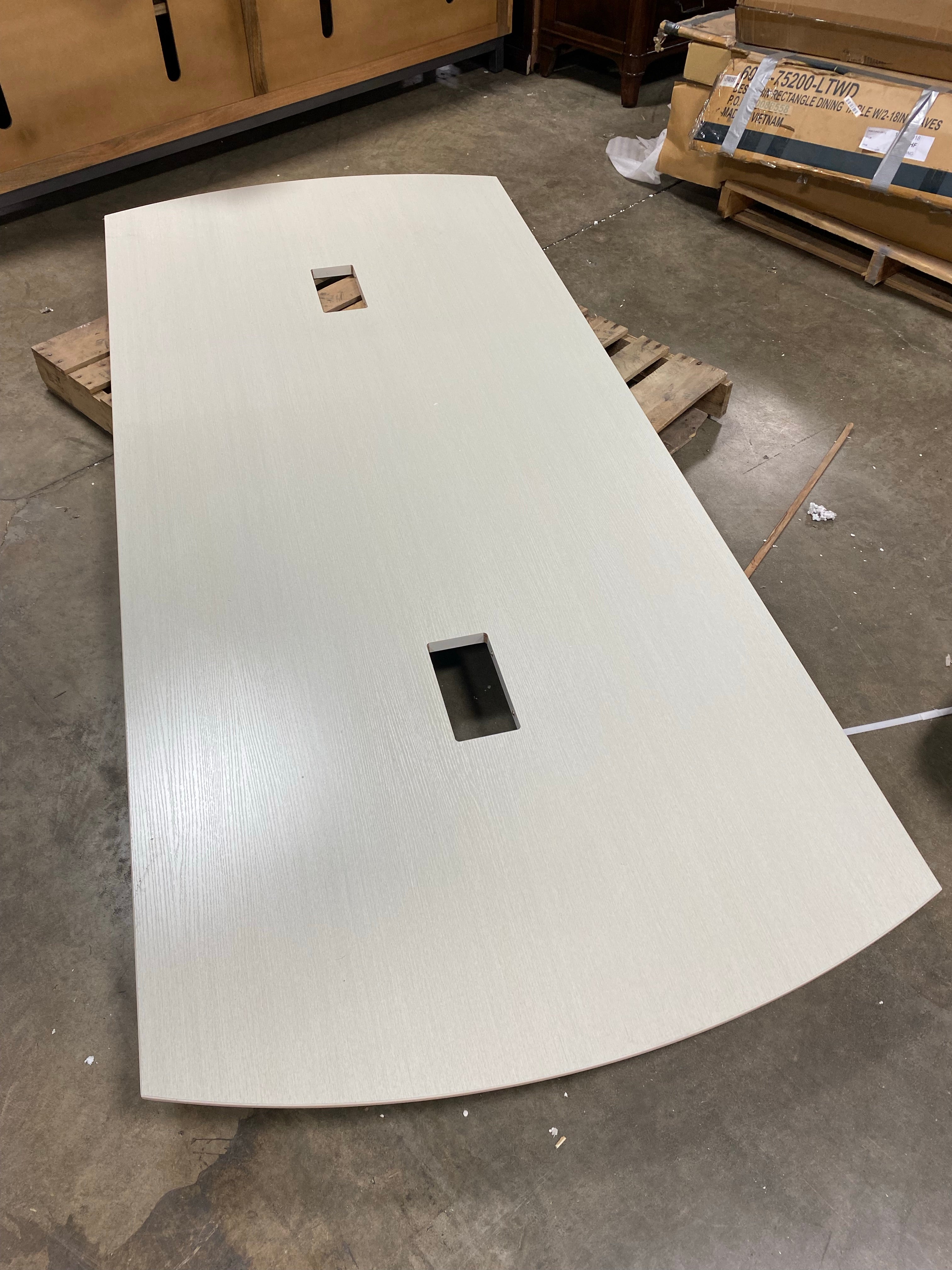 29.5" H x 96" L x 42" W Textured Sea Salt Curved End Conference Table Top ONLY SHB244