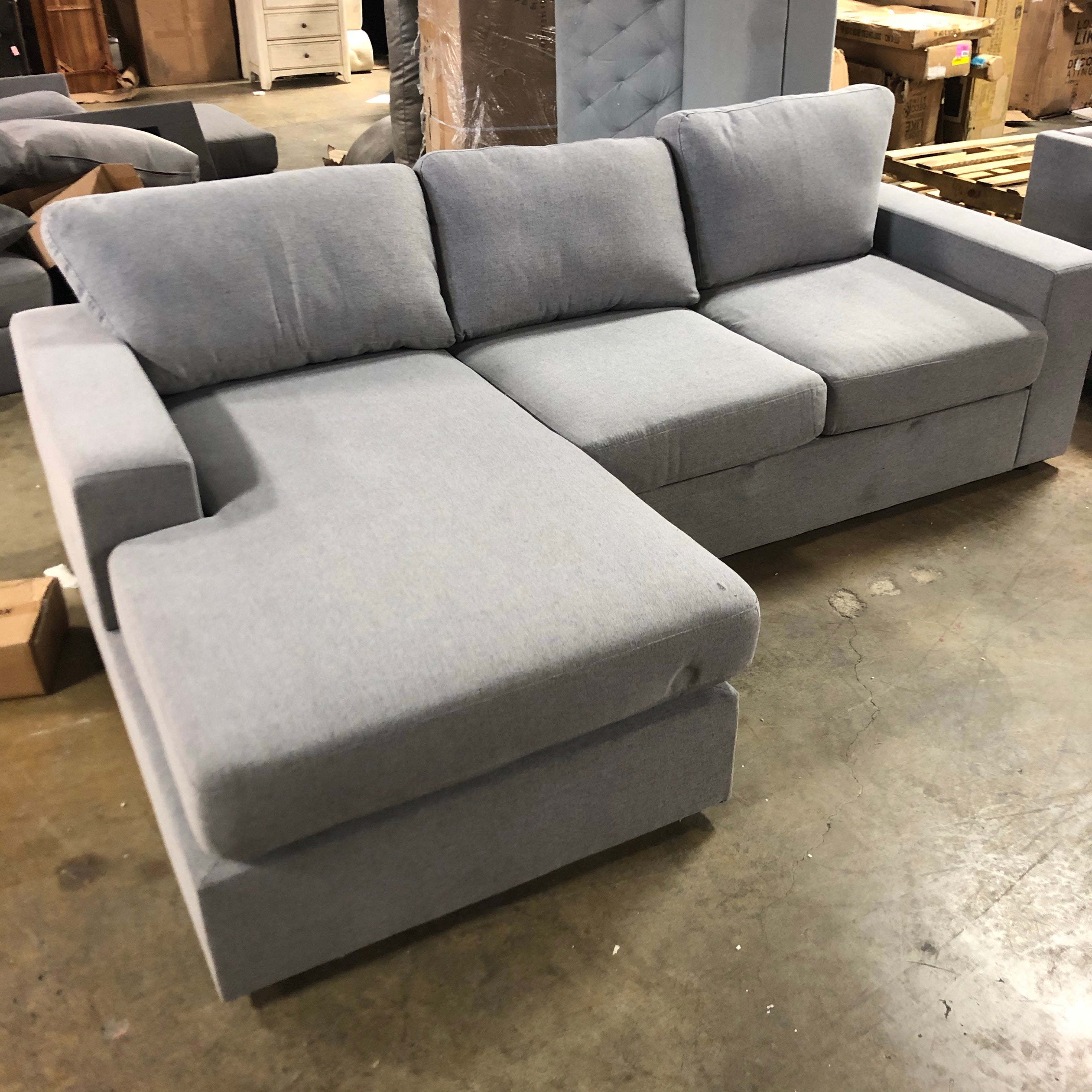 91" Square Arm Sectional in Gray