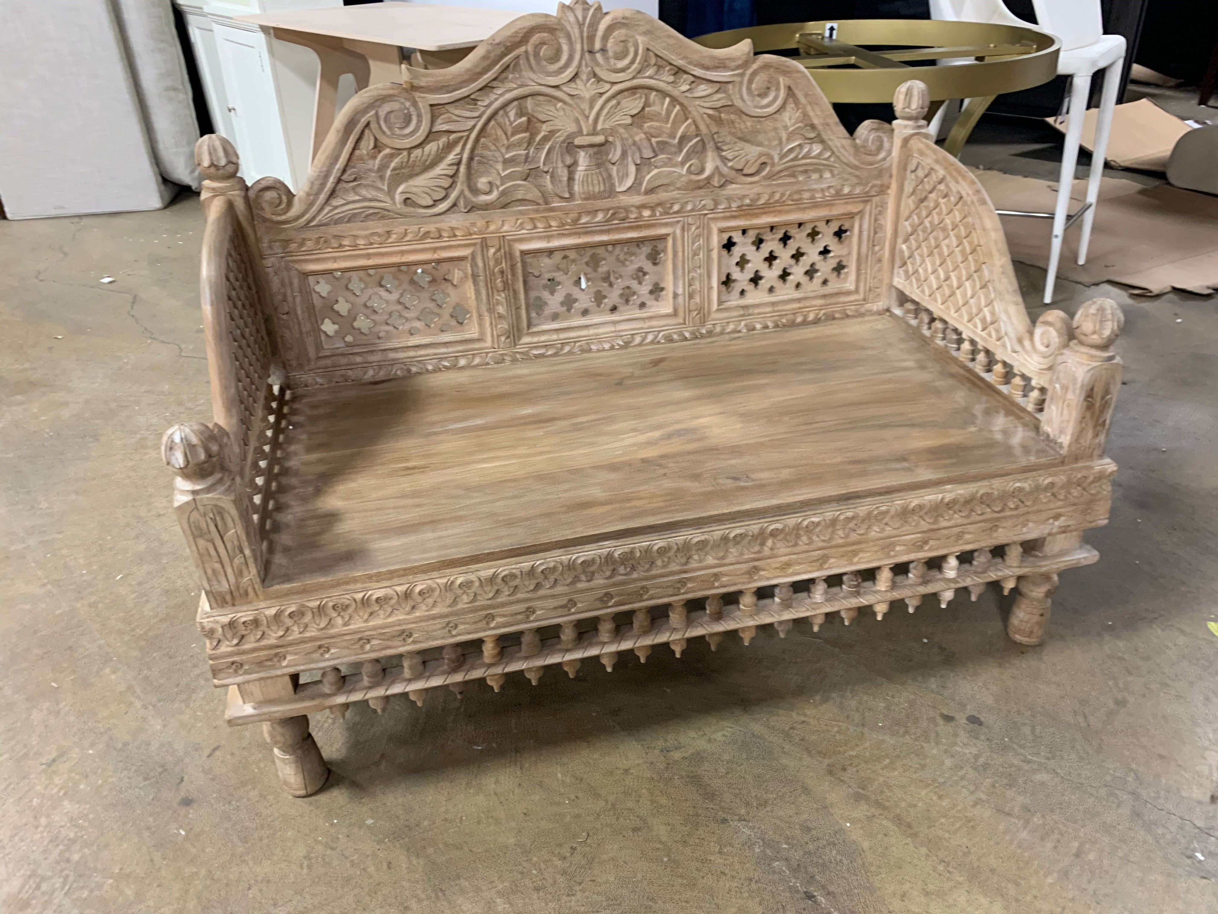 Beige Kangley Wood Bench
