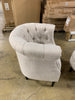 Starks Tufted Fabric Chesterfield Chair and Ottoman, Beige