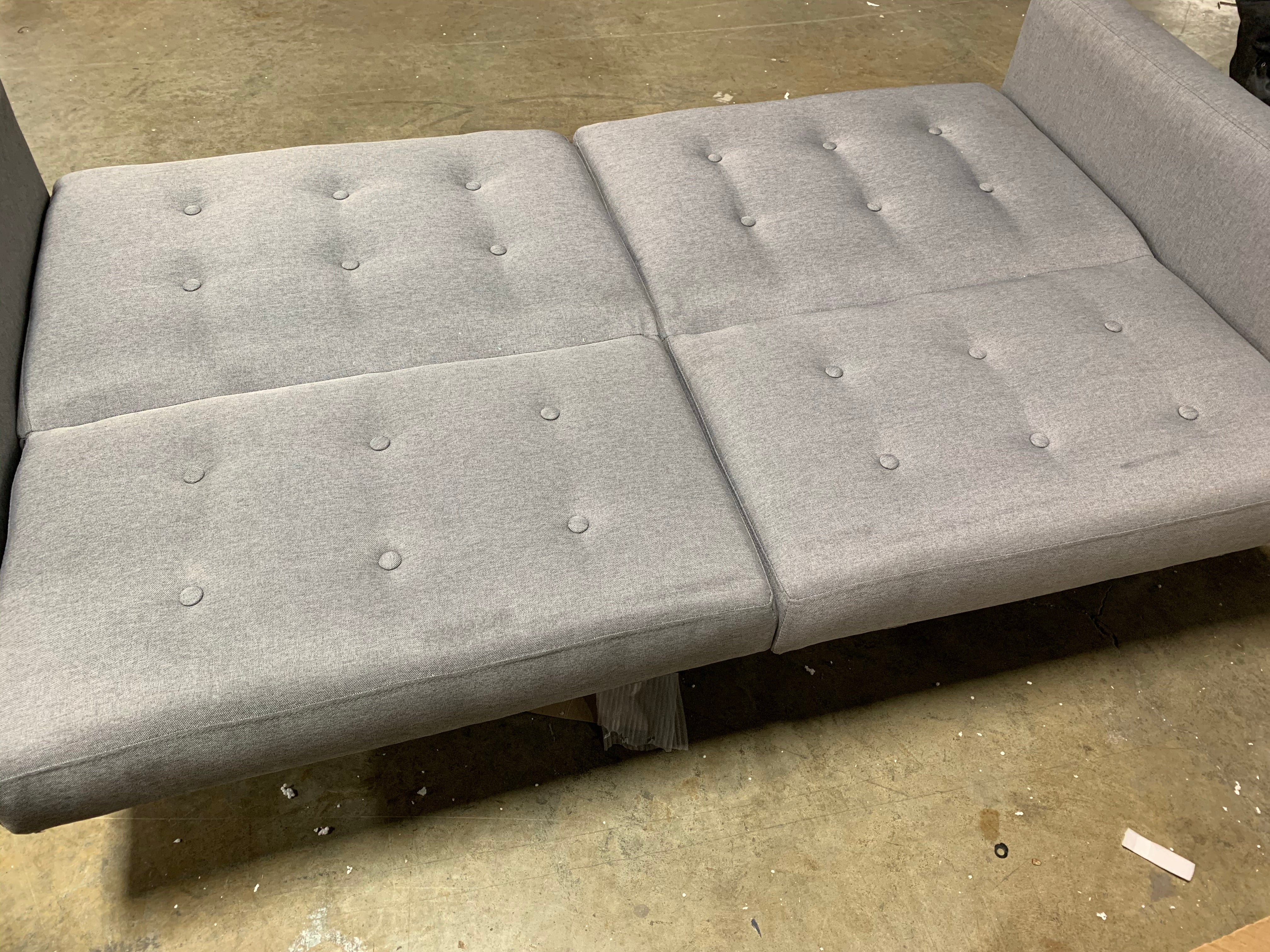 75" Gray Tufted Convertible Sofa