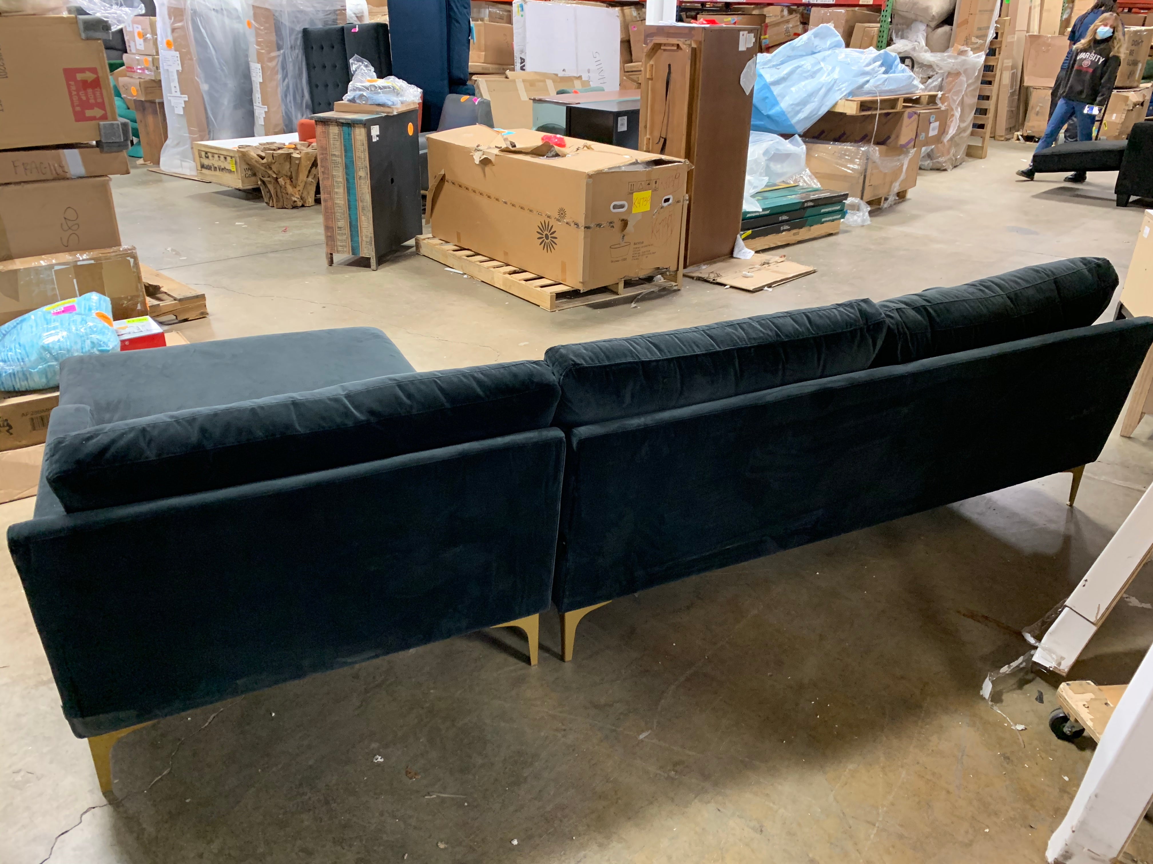 119" Wide Velvet Sofa & Chaise