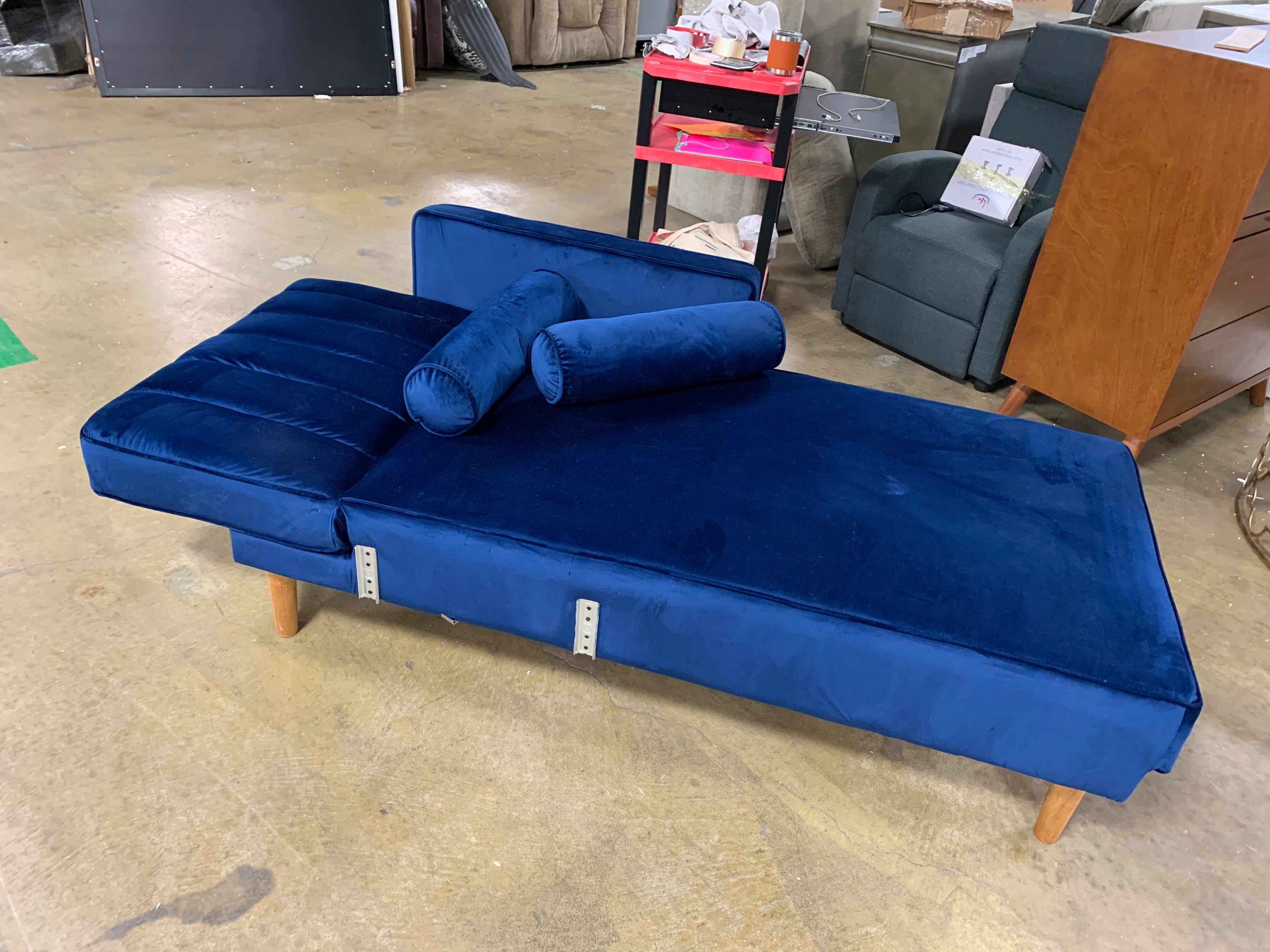 Blue Velvet Reclining Chaise Lounge *As Is*