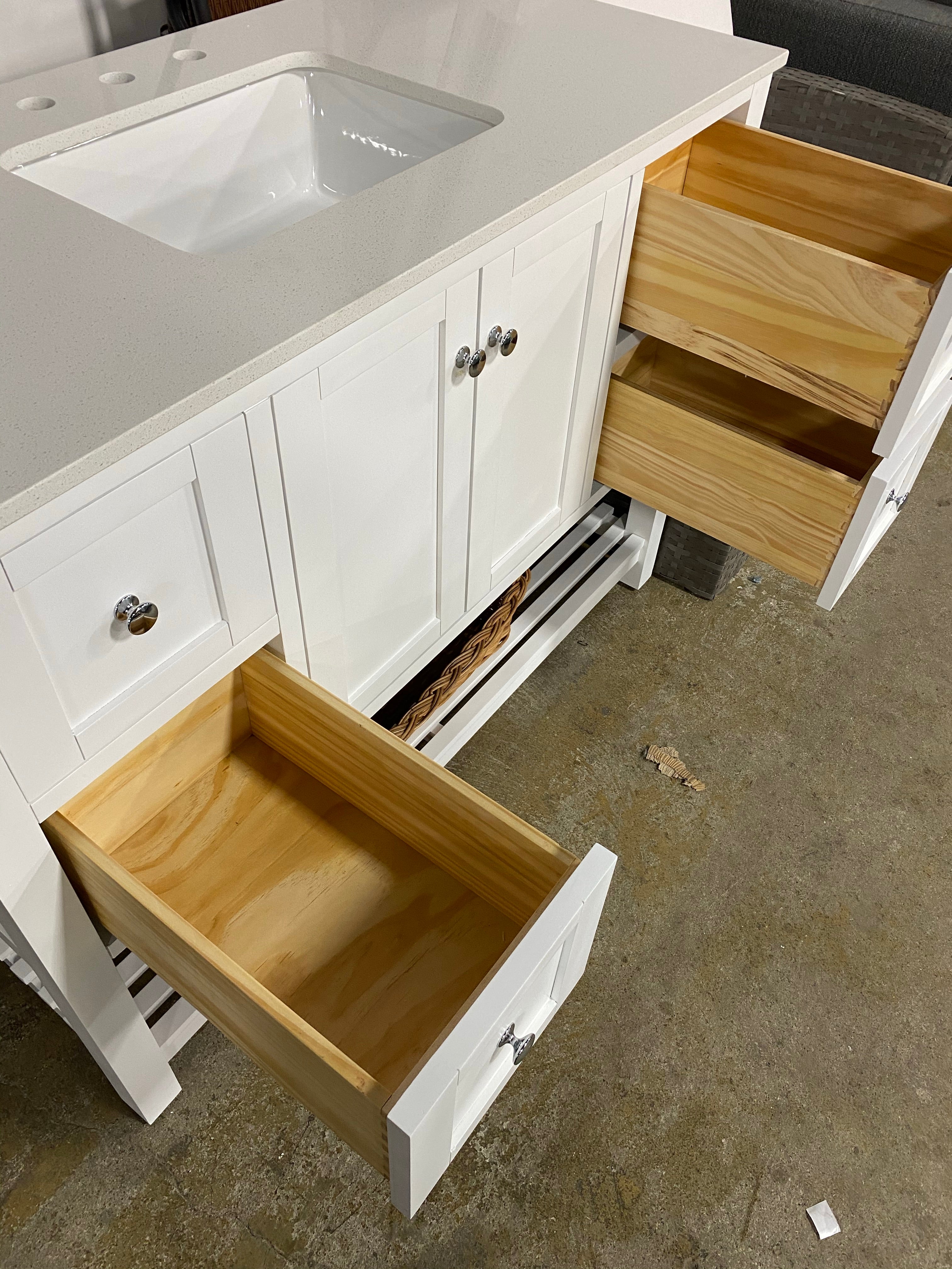 White 48" Single Sink Bathroom Vanity with Granite Top