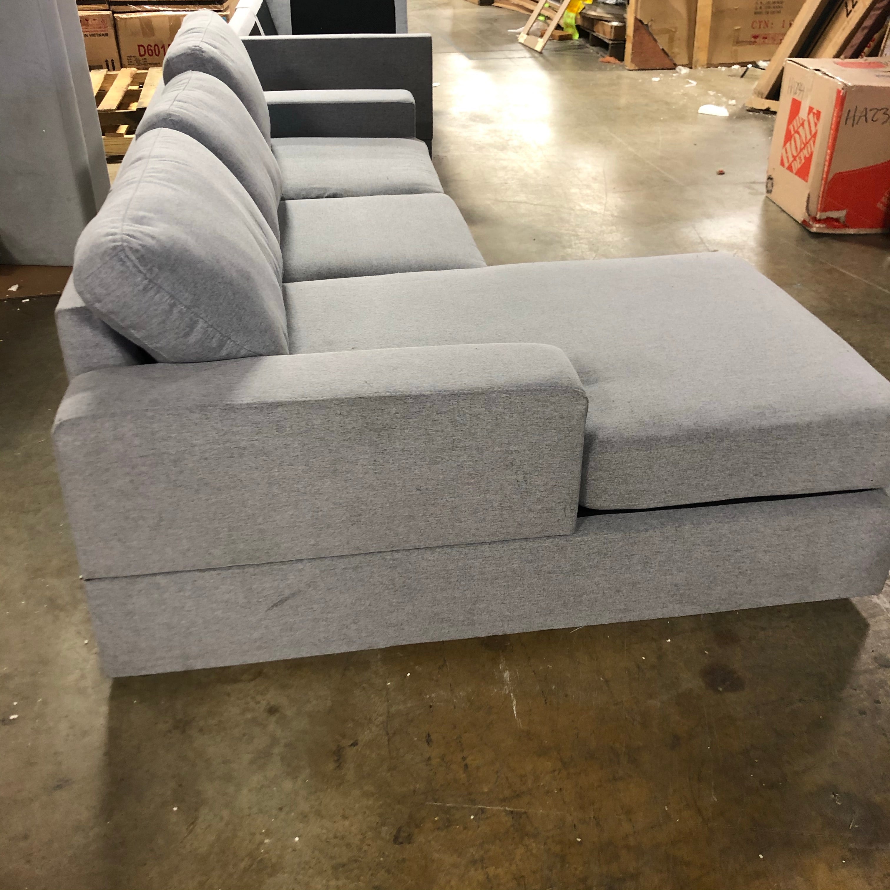 91" Square Arm Sectional in Gray