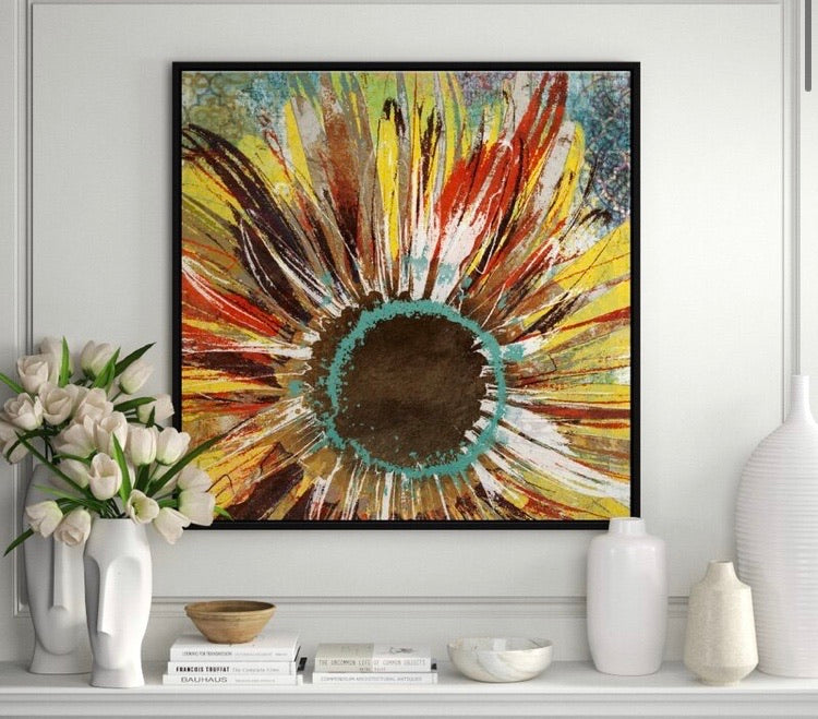 'Splattering Sunflower Detail' Framed Print CG927