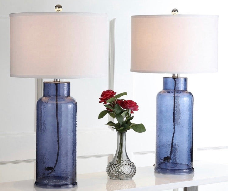 (Set of 2) 29-inch Blue Bottle Glass Table Lamps CG848