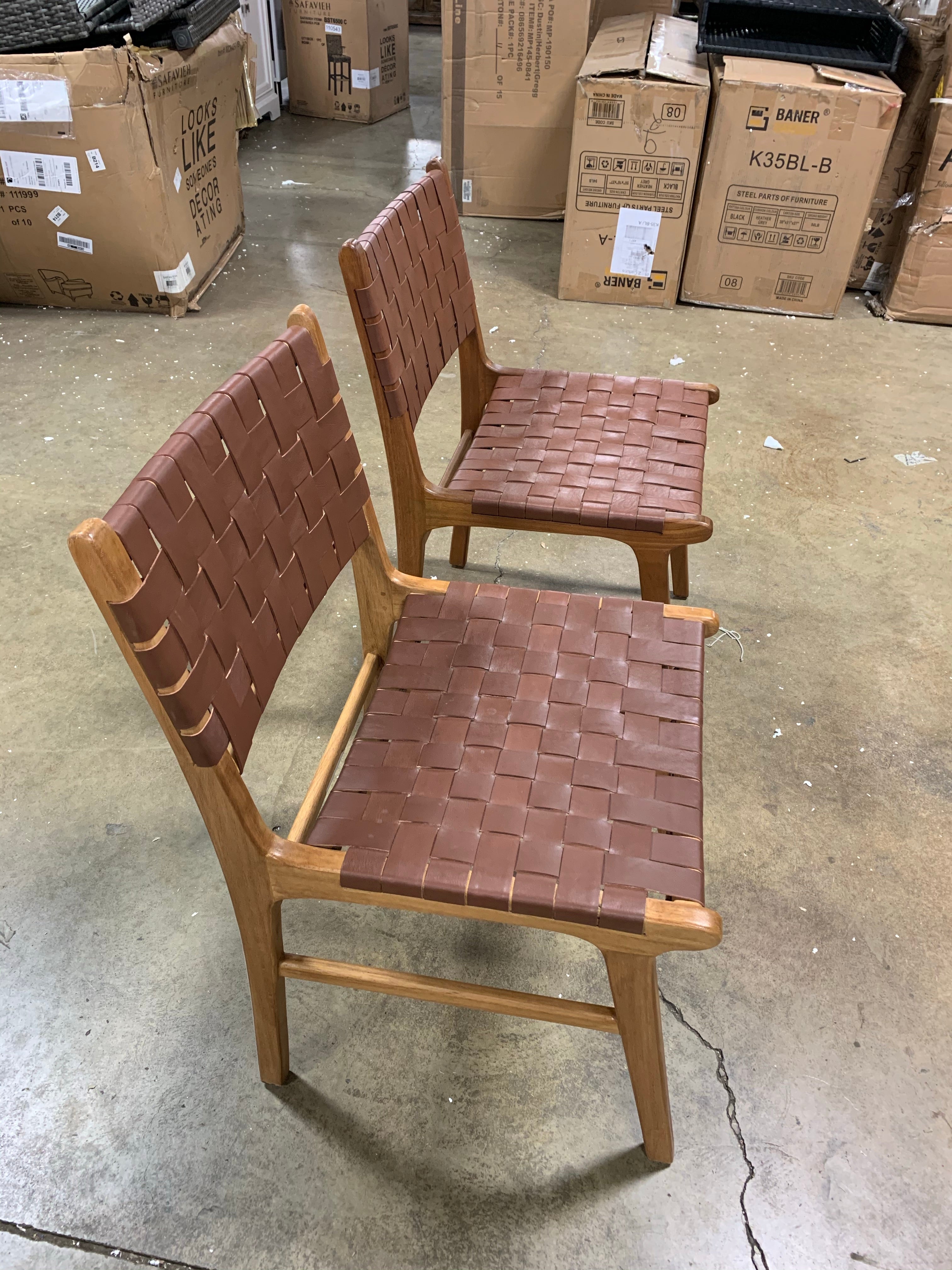 Taika Woven Leather Dining Chair (Set of 2)