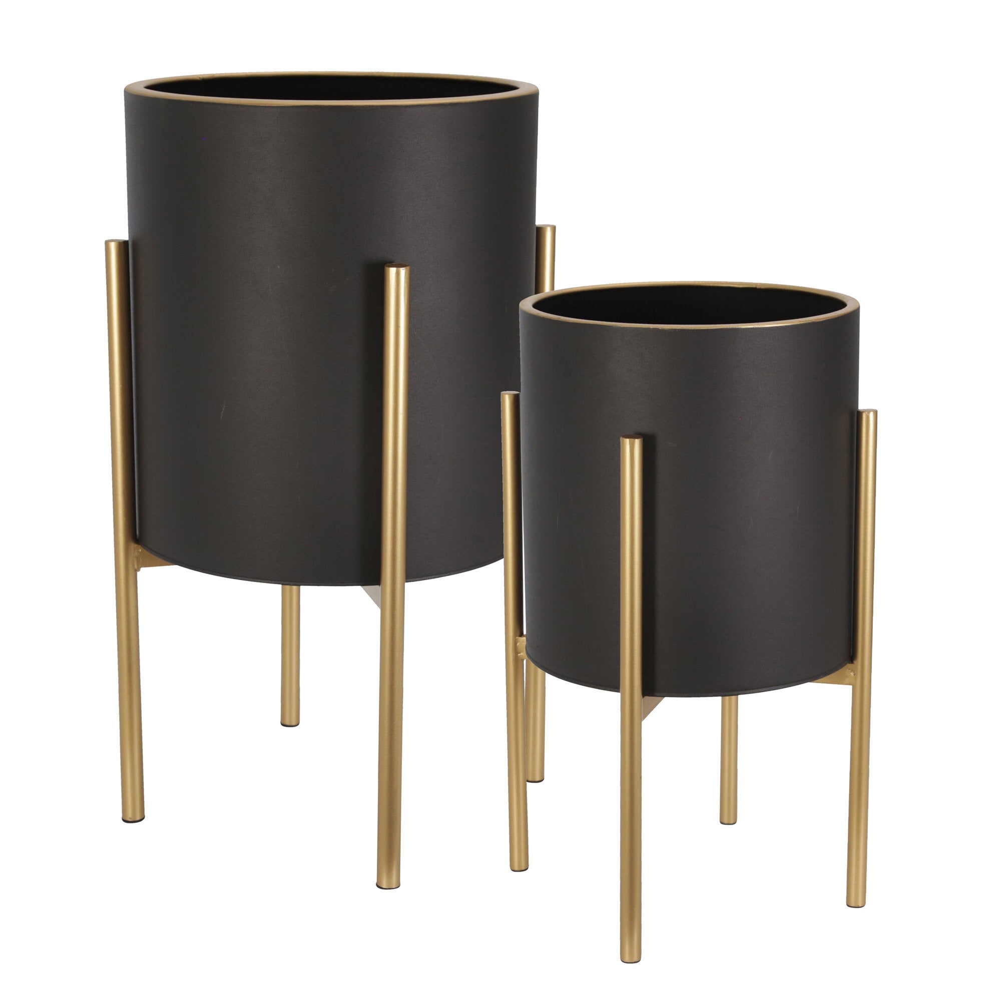 BLACK Maybery 2 PIECE METAL Pot Planter  #LX105