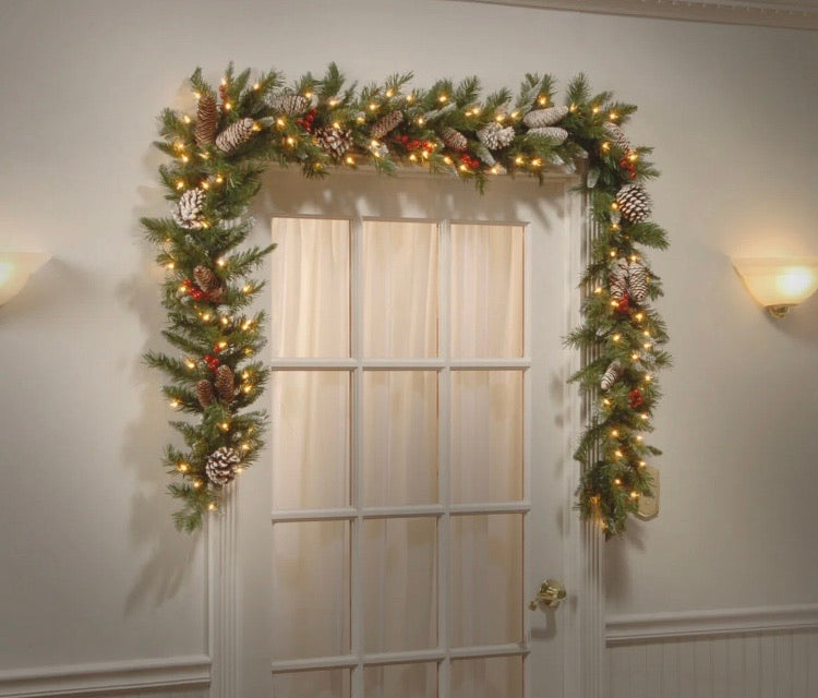 9' Frosted Berry Pre-Lit Garland with 100 Lights CG1885