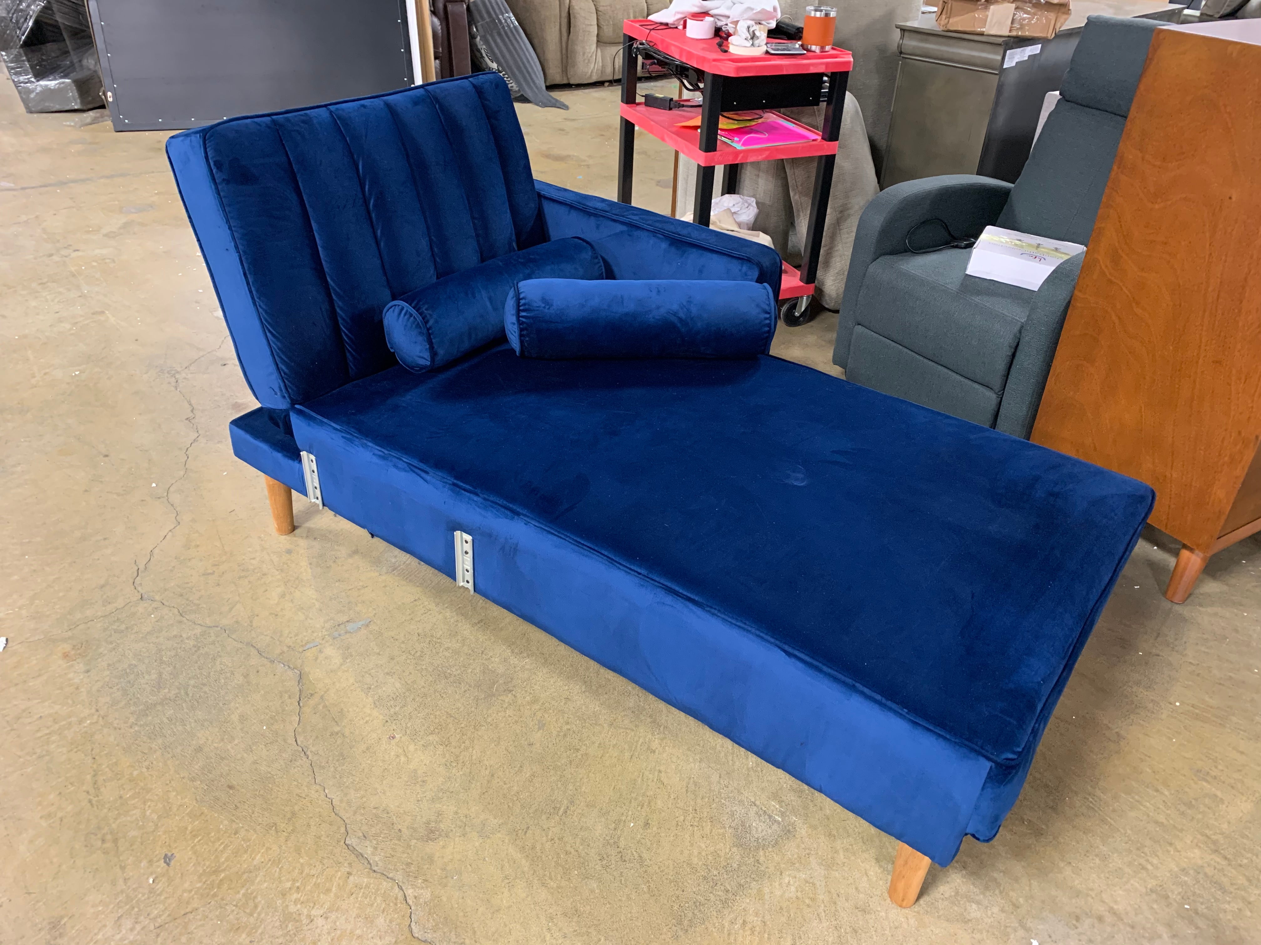 Blue Velvet Reclining Chaise Lounge *As Is*