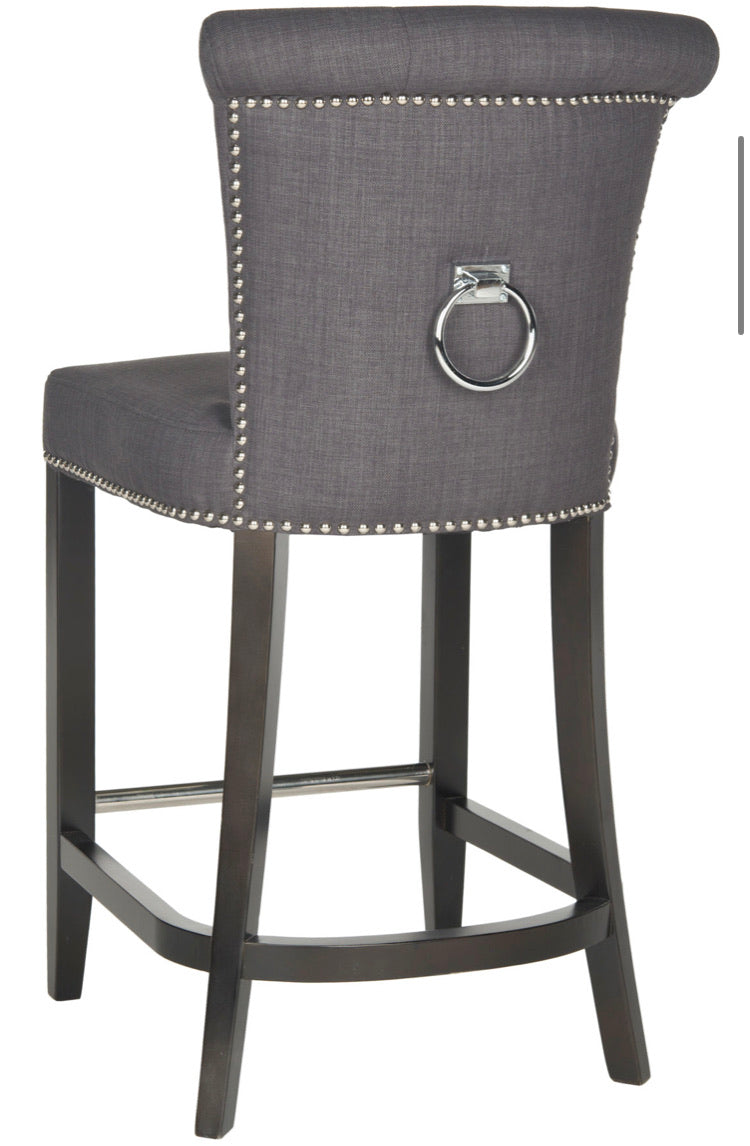 26" Cushioned Counter Height Barstool Hardwood - Safavieh (2 Boxes) (Set of 2)