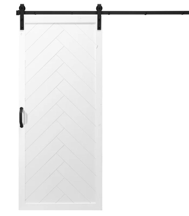 36"x84" Paneled Wood Finish Herringbone Barn Door with Installation Hardware Kit CG1984