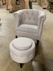 Starks Tufted Fabric Chesterfield Chair and Ottoman, Beige
