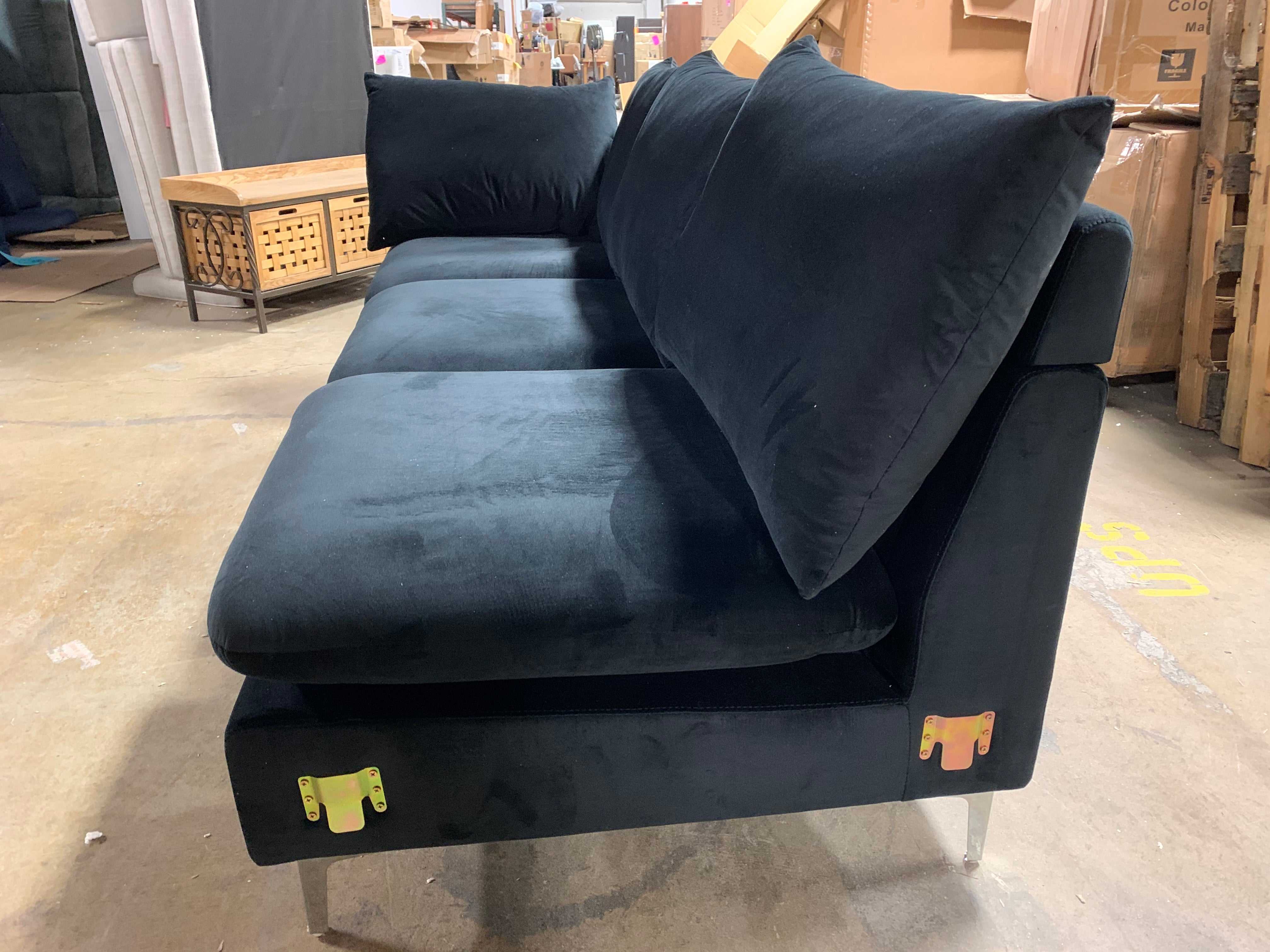 Black Velvet Chaise Lounge Piece *As Is*