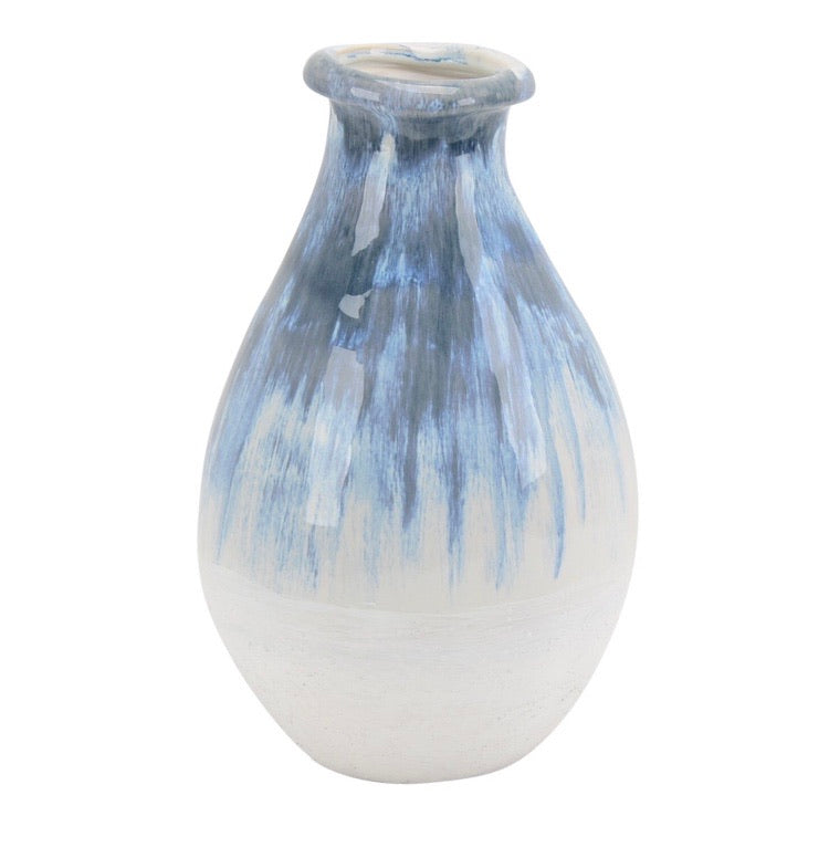 13" Sagebrooke Distressed Pattern Ceramic decorative Vase with Tapered Bottom CG1761