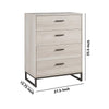 (AS IS) 4 Drawer Wooden Chest with Metal Legs, Antique White and Gray