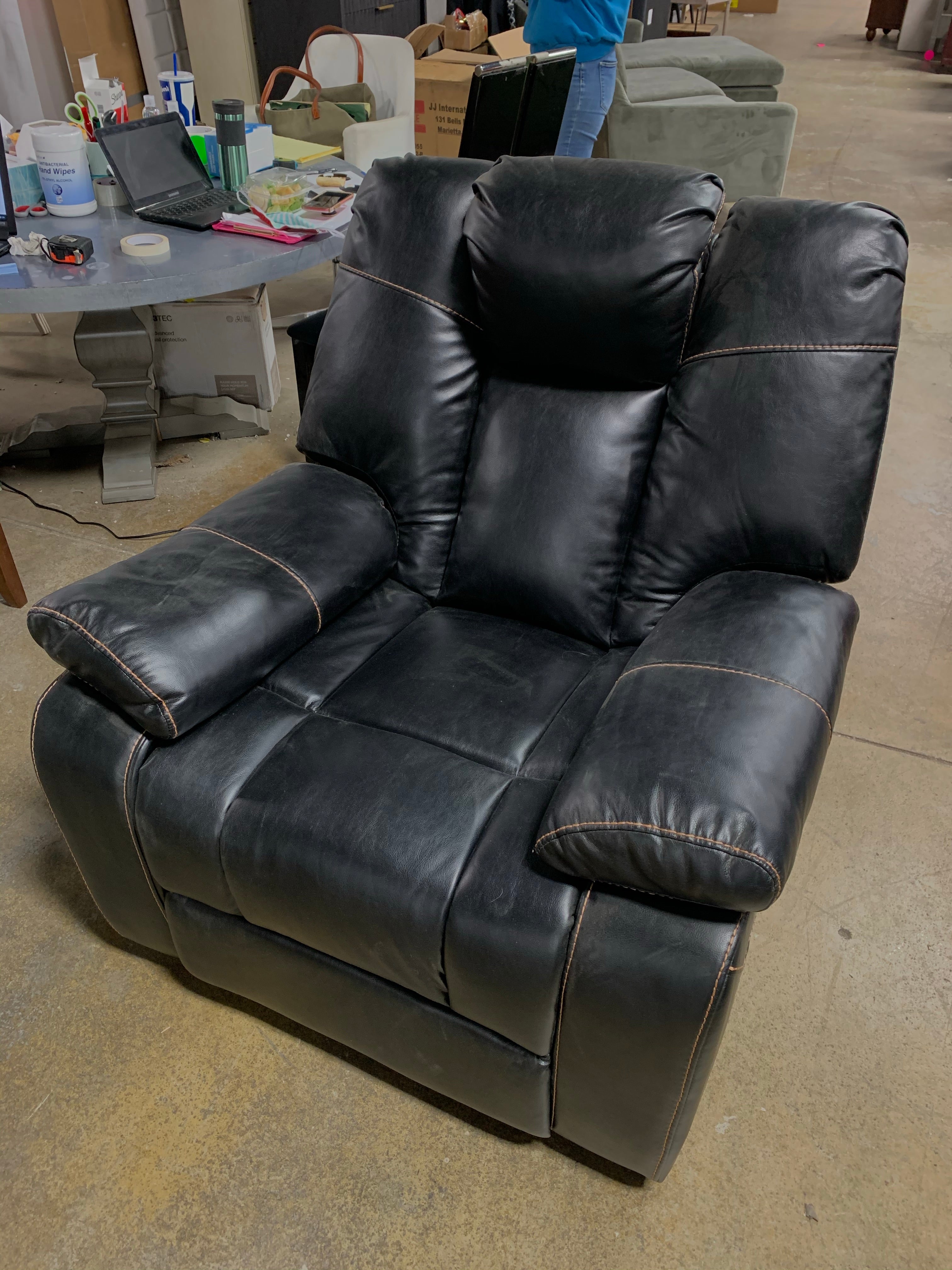 Black Leather Chair *As Is*