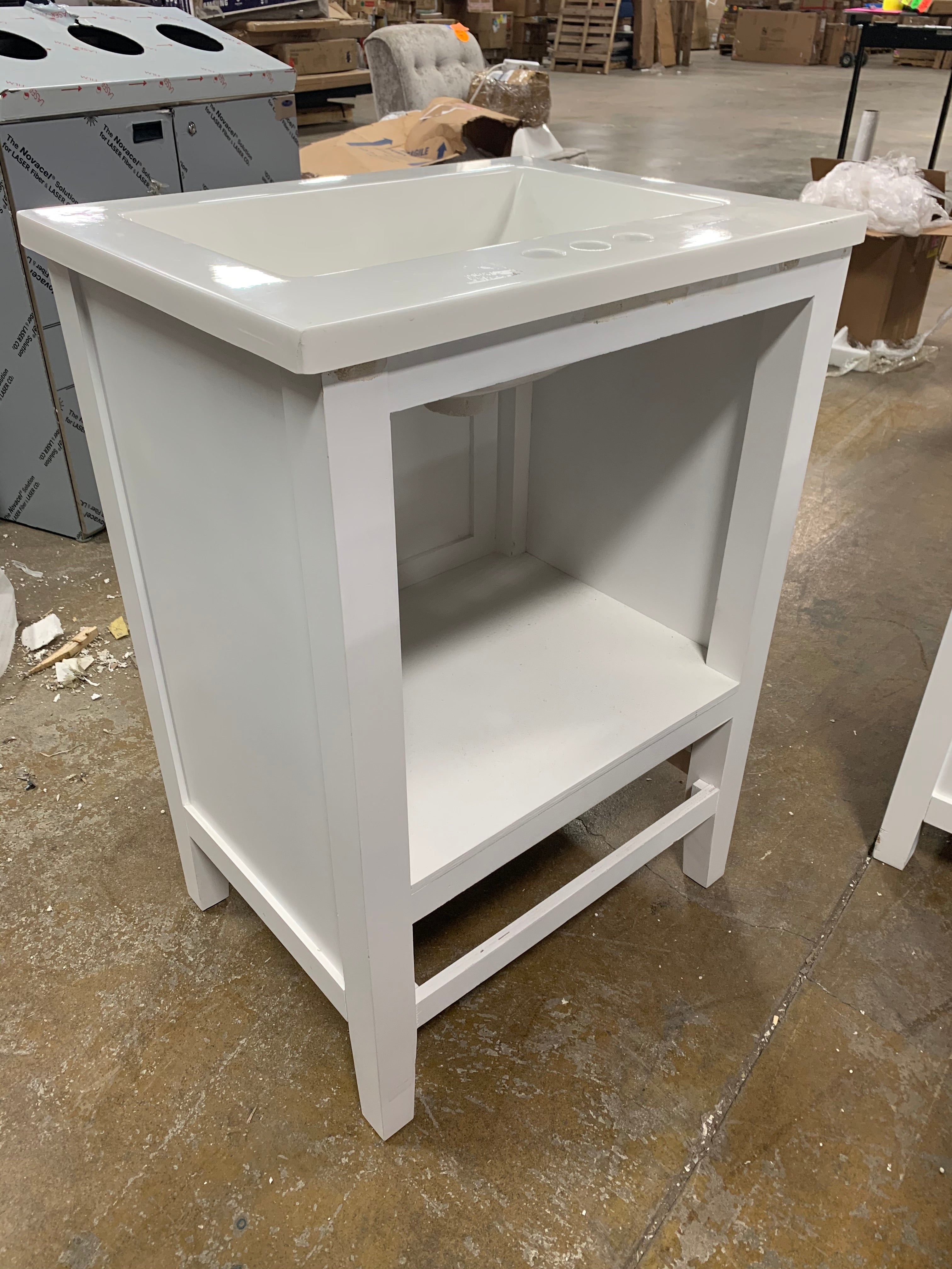24” White Vanity with Cultered Marbletop