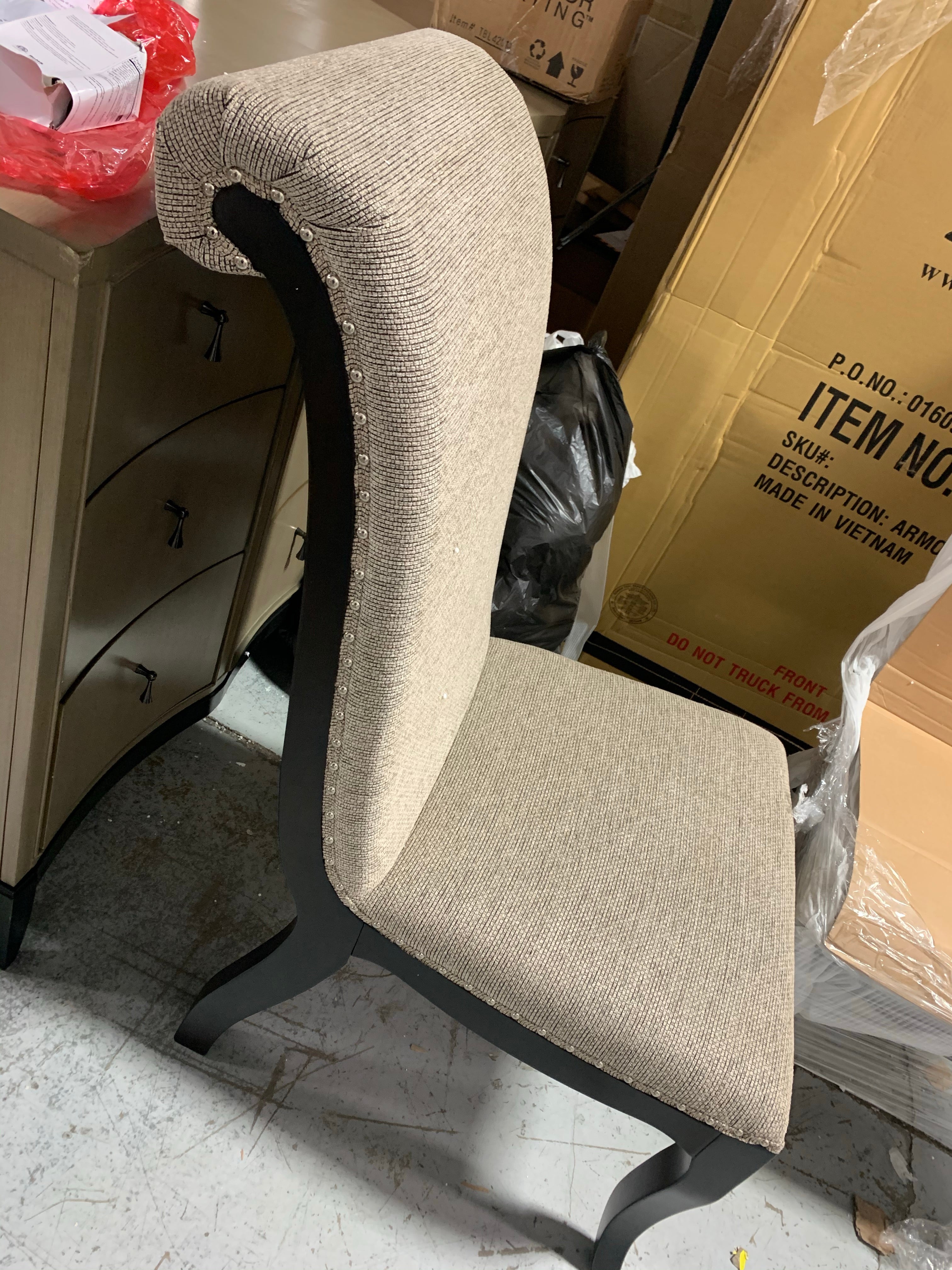 Baypoint Linen Upholstered Side chair in Espresso