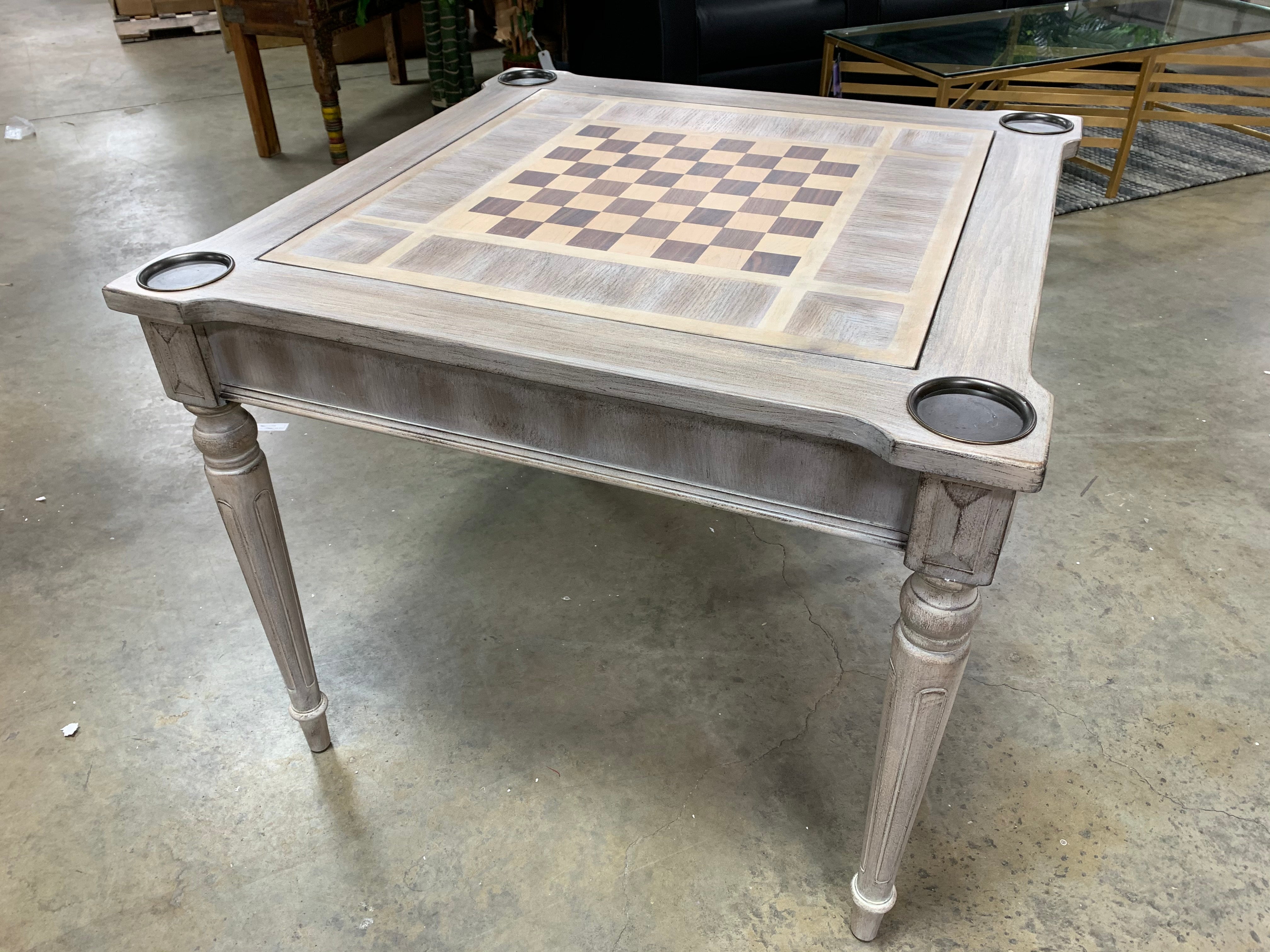 36" Mcnally Chess & Backgammon Table, Driftwood