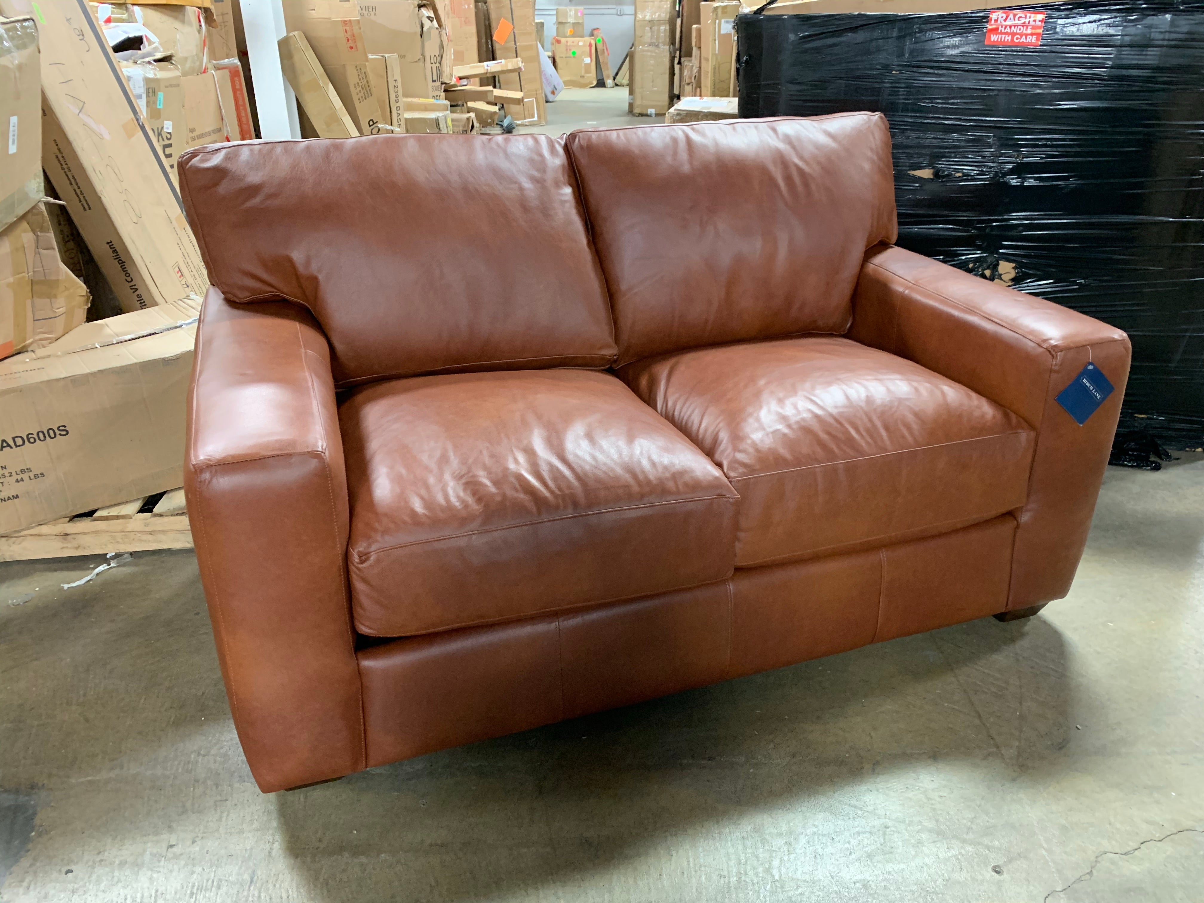 Pratt Leather 67" Square Arm Loveseat