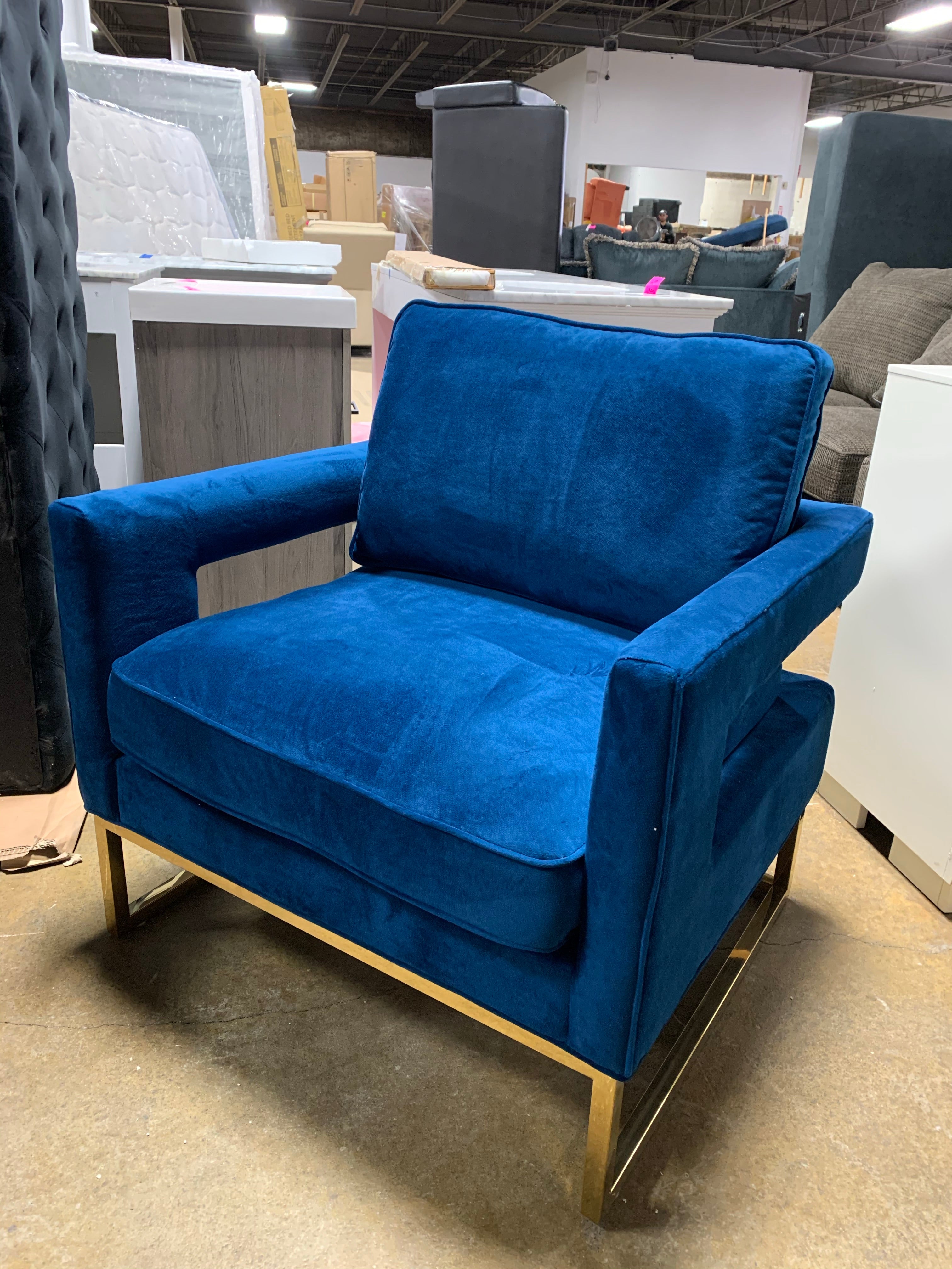 Cromwell Velvet Armchair, Navy