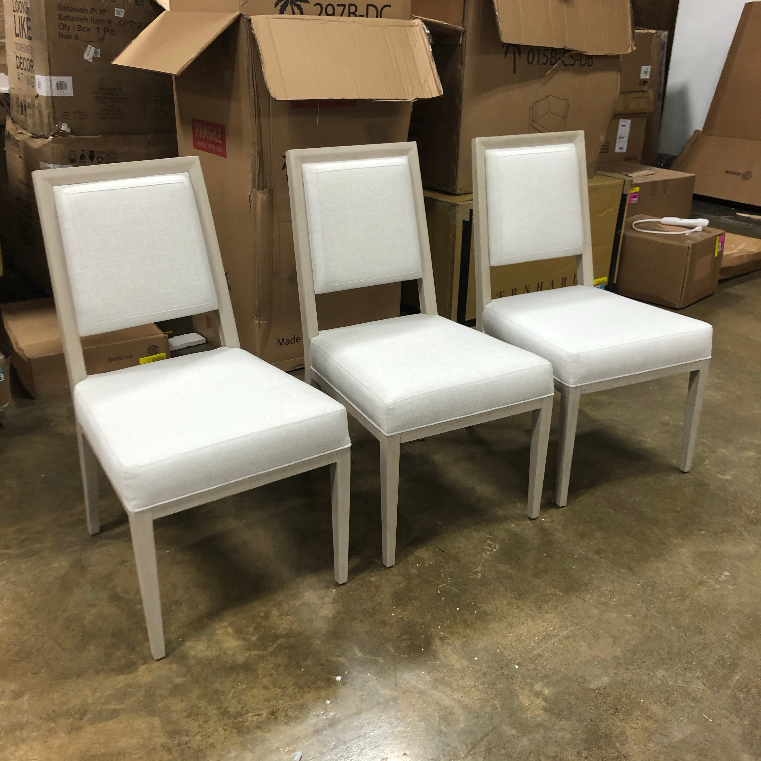 (Set of 3) Axiom Upholstered Side Chairs in Ivory