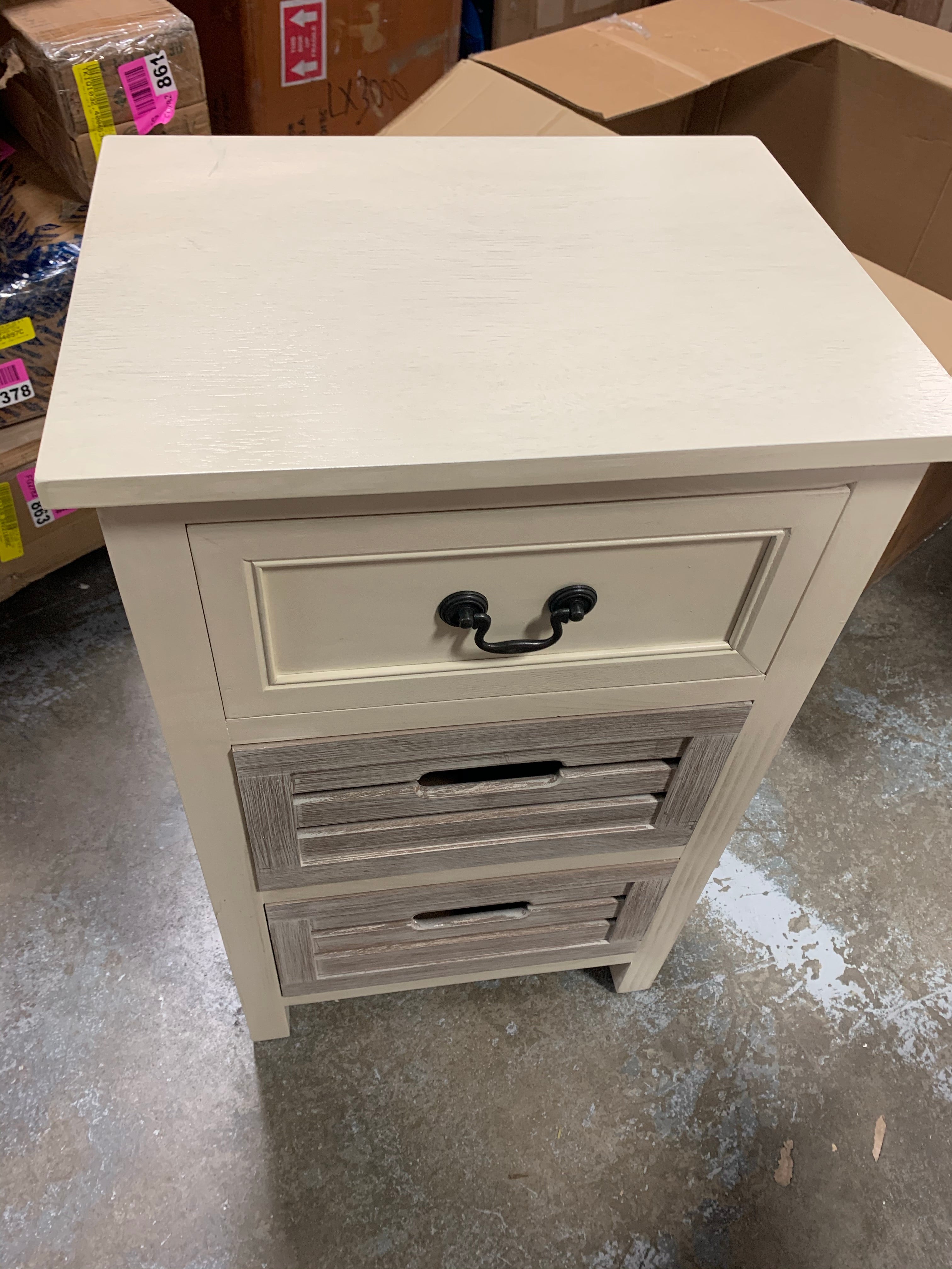 Cream Dall 3 Drawer Nightstand #LX3006