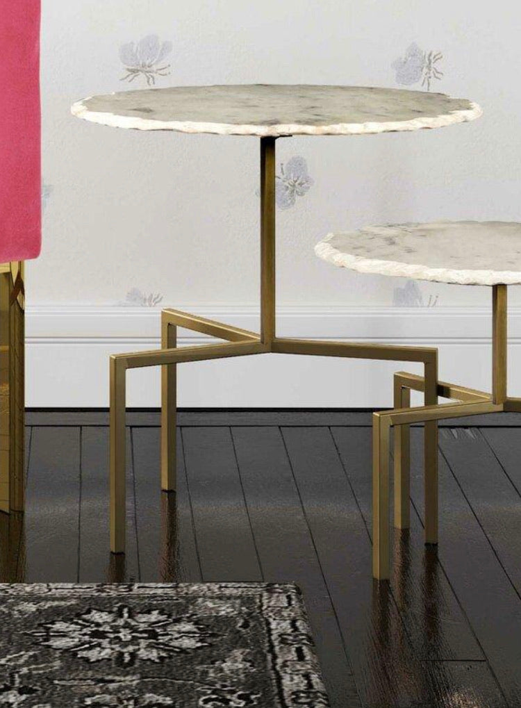 Bhavin Marble Top Pedestal End Table pc443