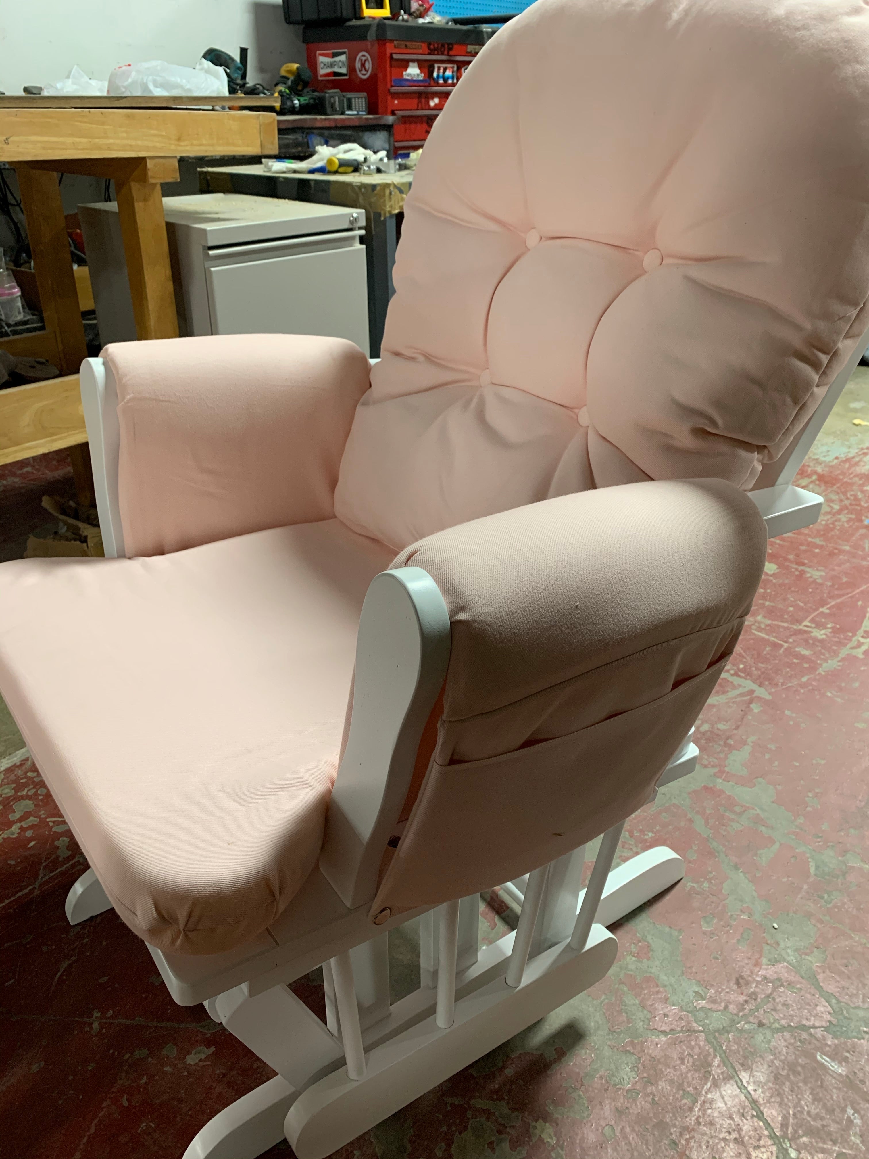 Erikson Glider and Ottoman Pink White Salvage Co Indy