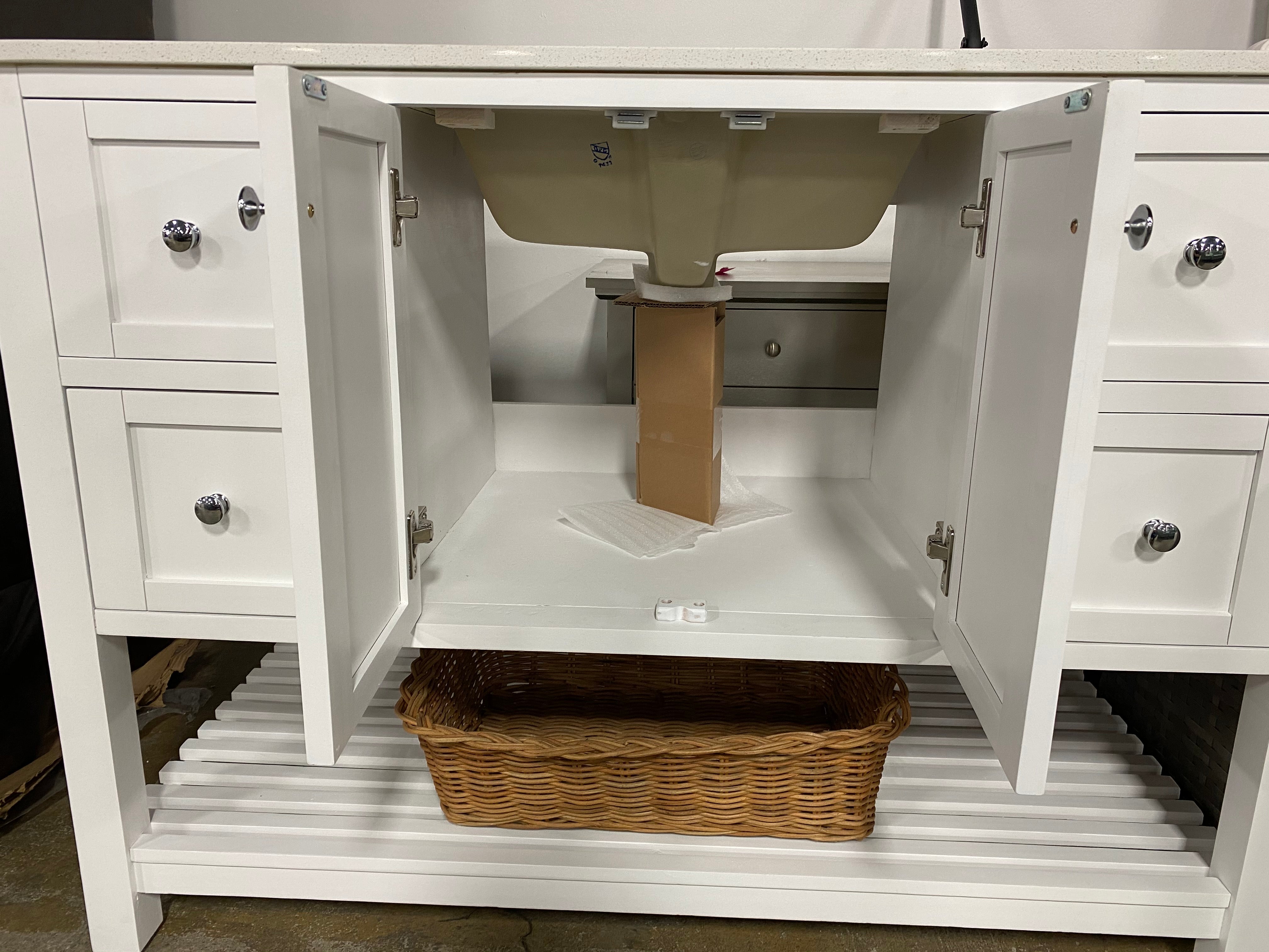 White 48" Single Sink Bathroom Vanity with Granite Top