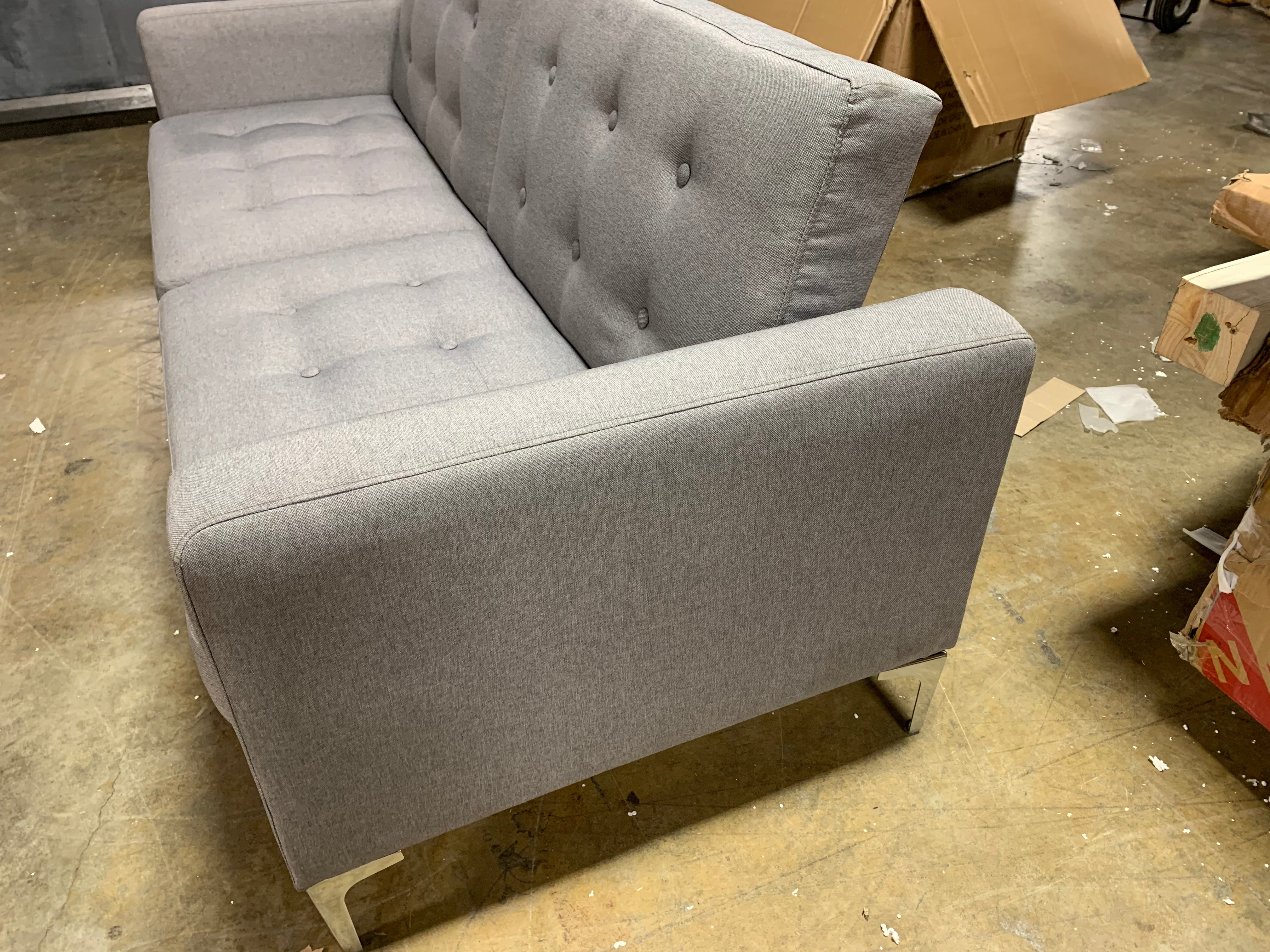 75" Gray Tufted Convertible Sofa