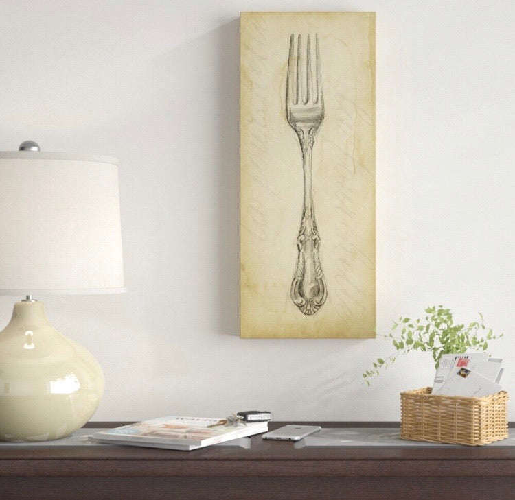 (Set of 2) 24x10" Antique Spoon and Fork Canvas CG871