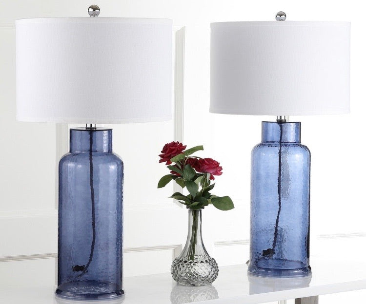 (Set of 2) 29-inch Blue Bottle Glass Table Lamps CG848