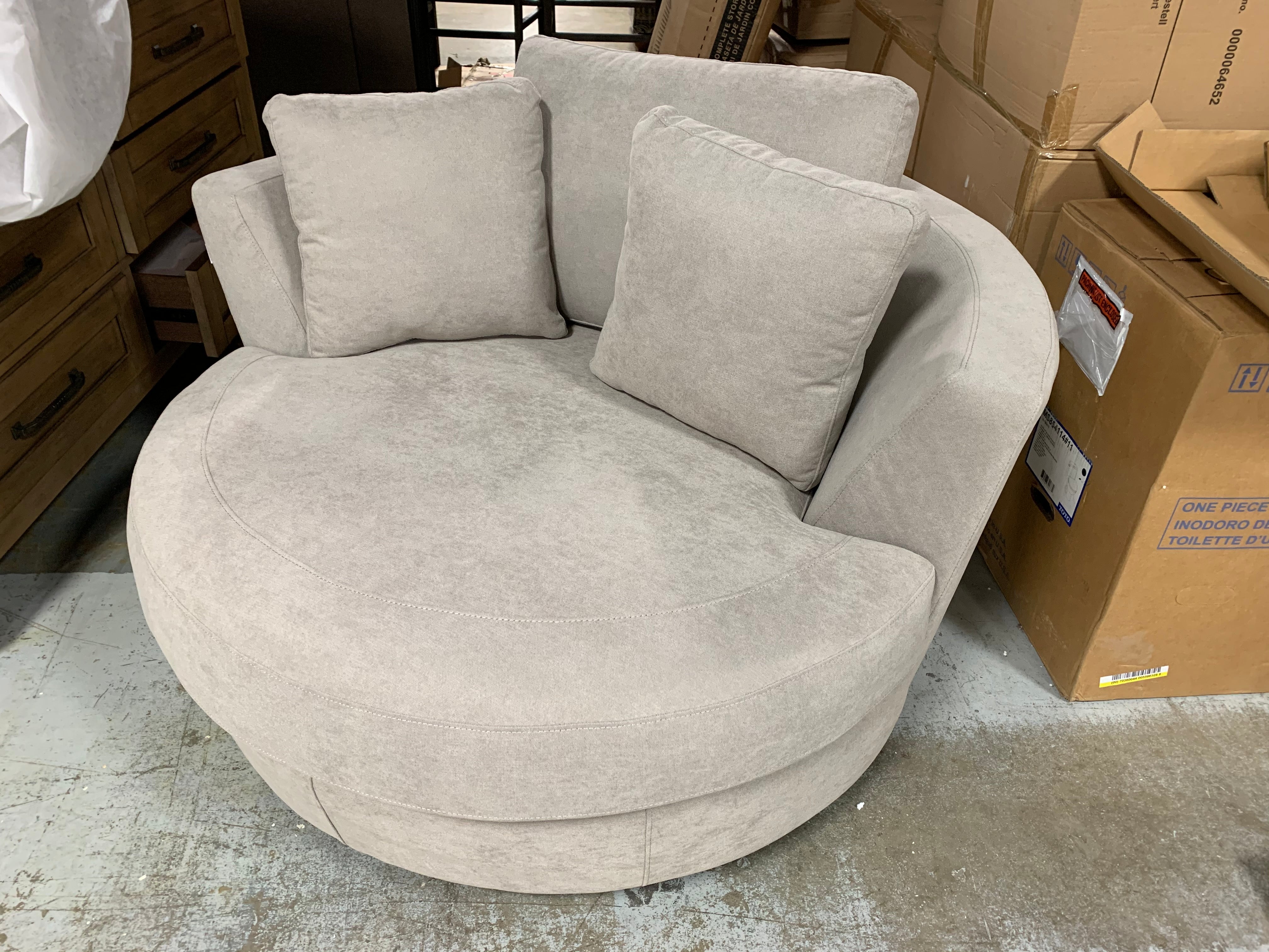 54" Round Barrel Swivel Chair Accent Chair, Light Brown