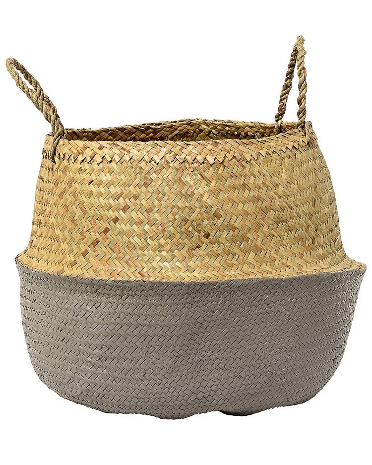19.5" Seagrass Basket in Natural & Grey CG1973