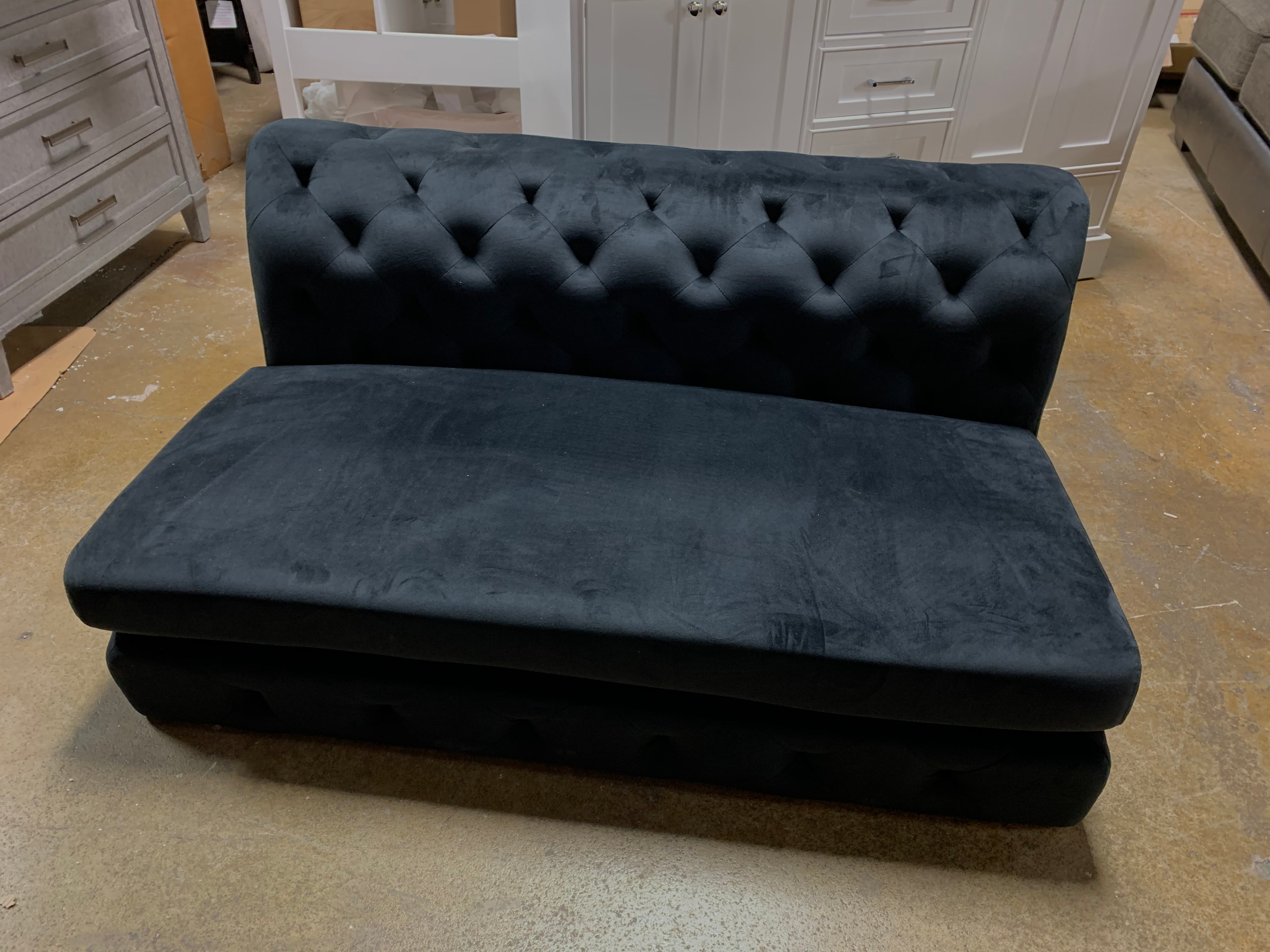Black Velvet Tufted Piece *As Is*