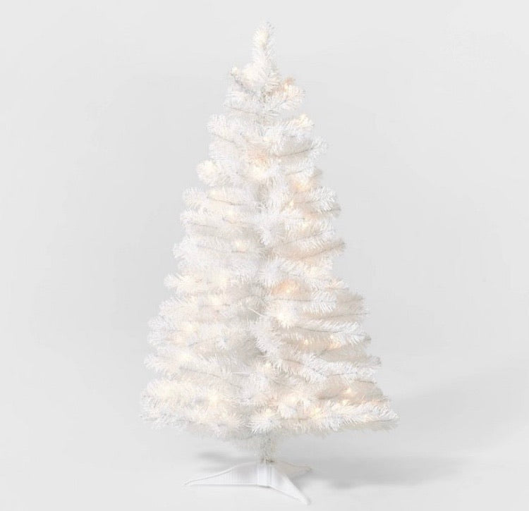 3.5ft Pre-Lit White Alberta Spruce Artificial Tree Clear Lights CG1758