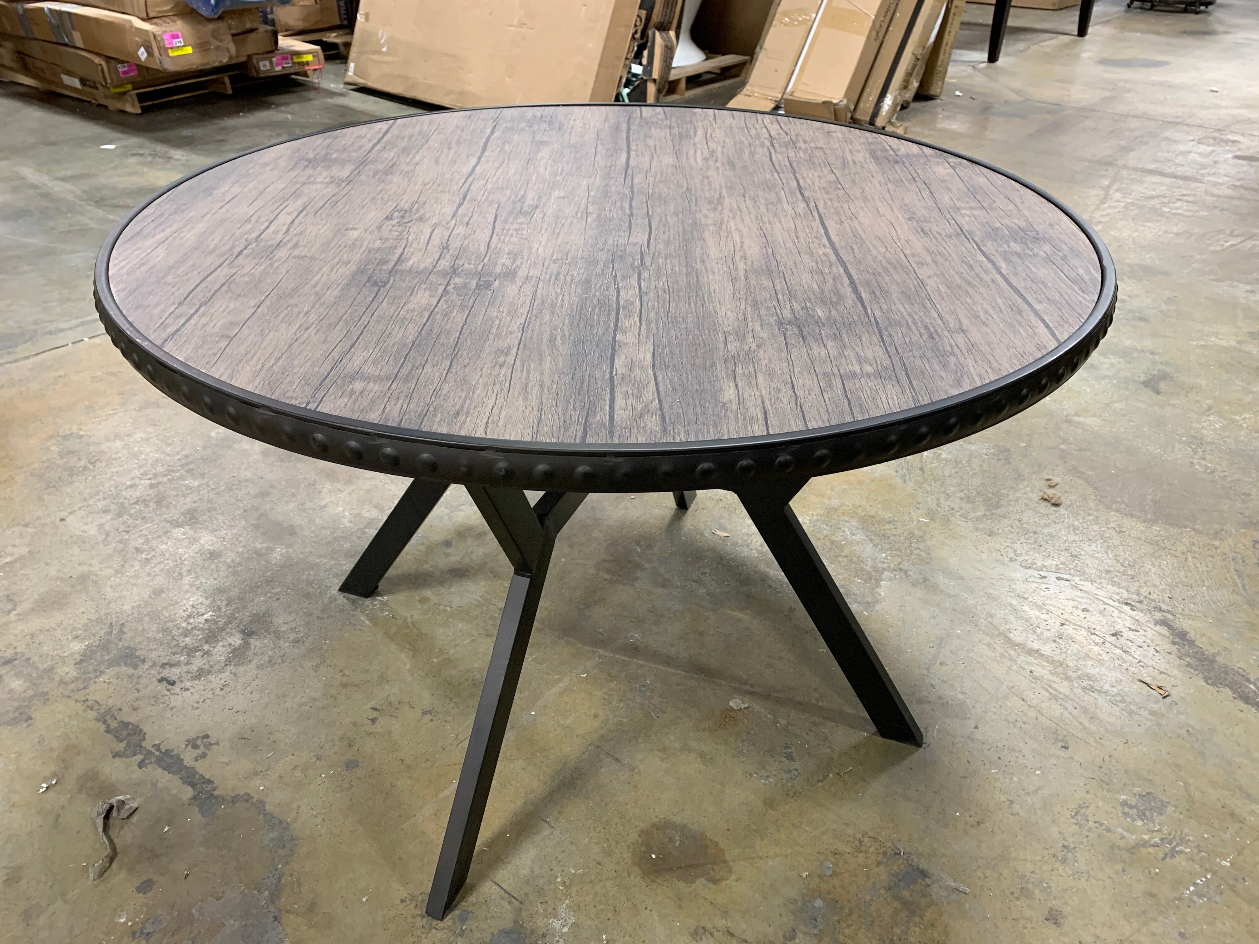 44.5" Distressed Wood/Metal Dining Table