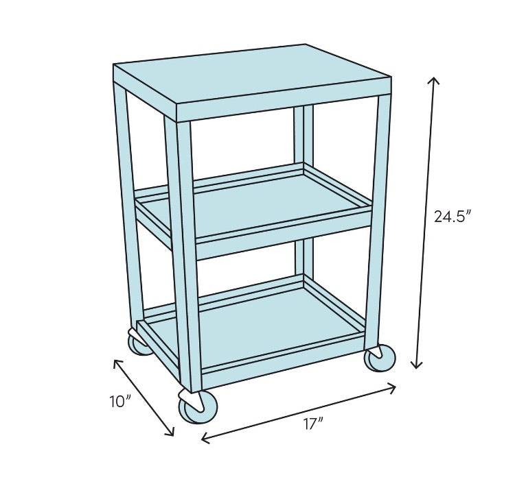 Black Roll Rolling Metal Mesh 3 Shelf Cart CG1631
